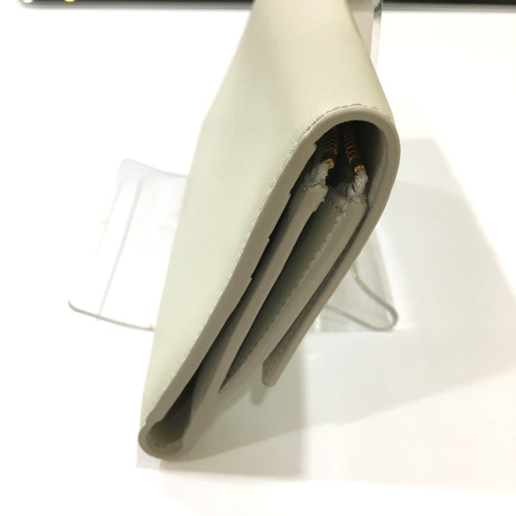 Bottega Veneta Off-White Leather Long Wallet (Tri-Fold)