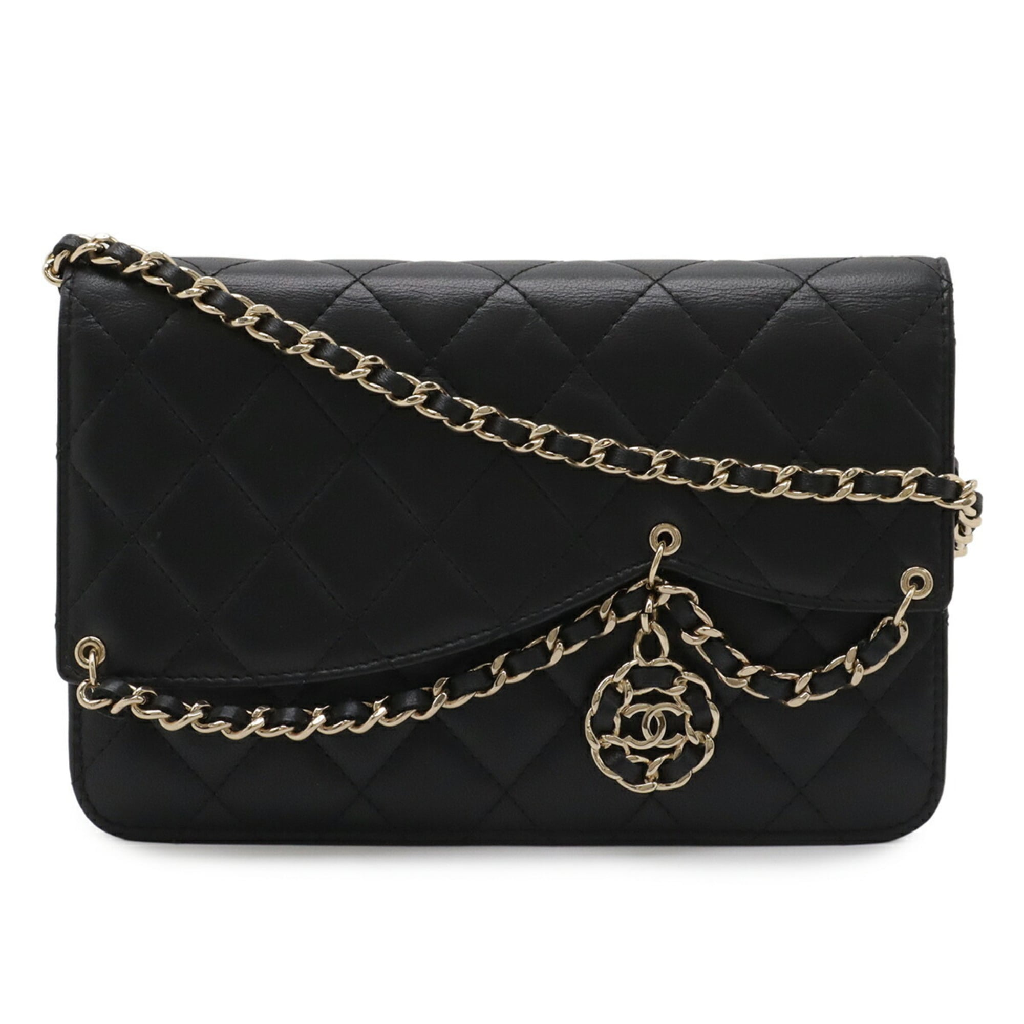 Chanel Black Leather Pochette Shoulder Bag