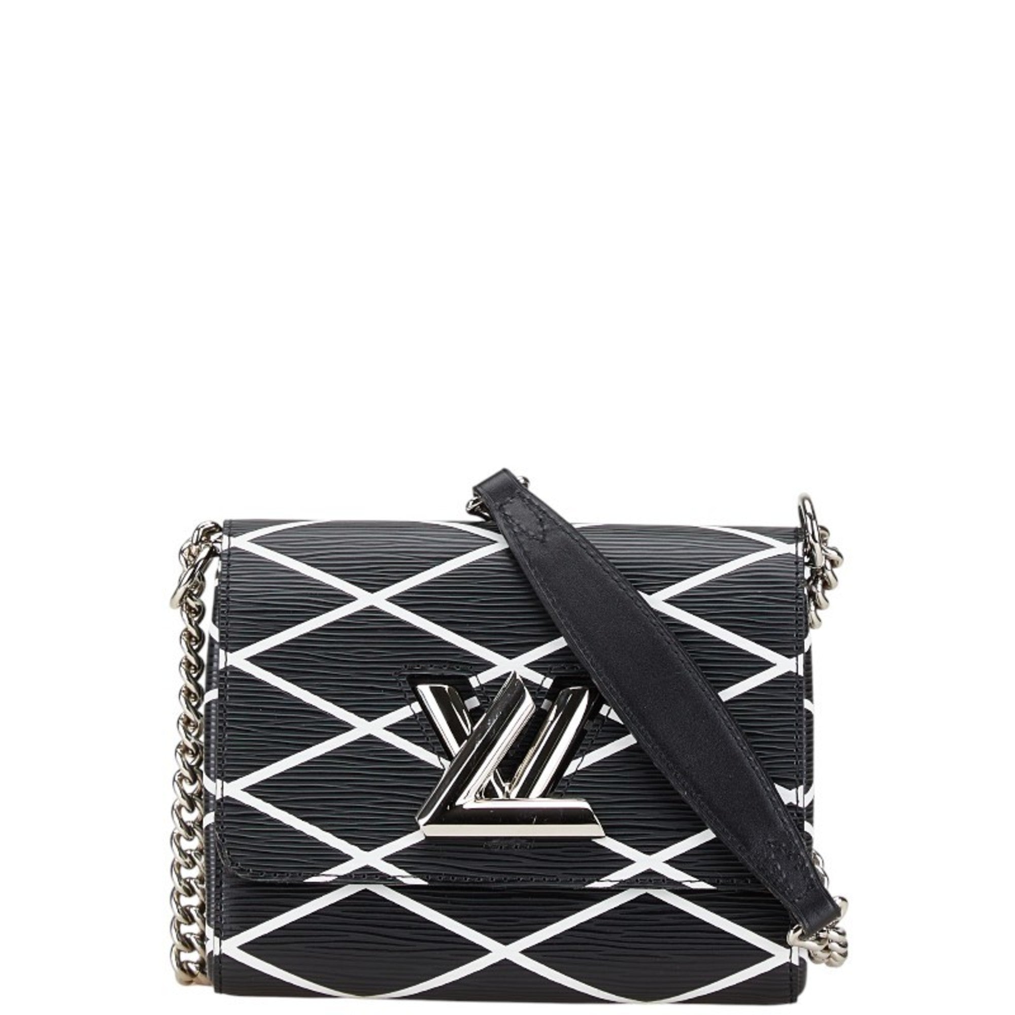 Louis Vuitton Black Noir White Leather Shoulder Bag