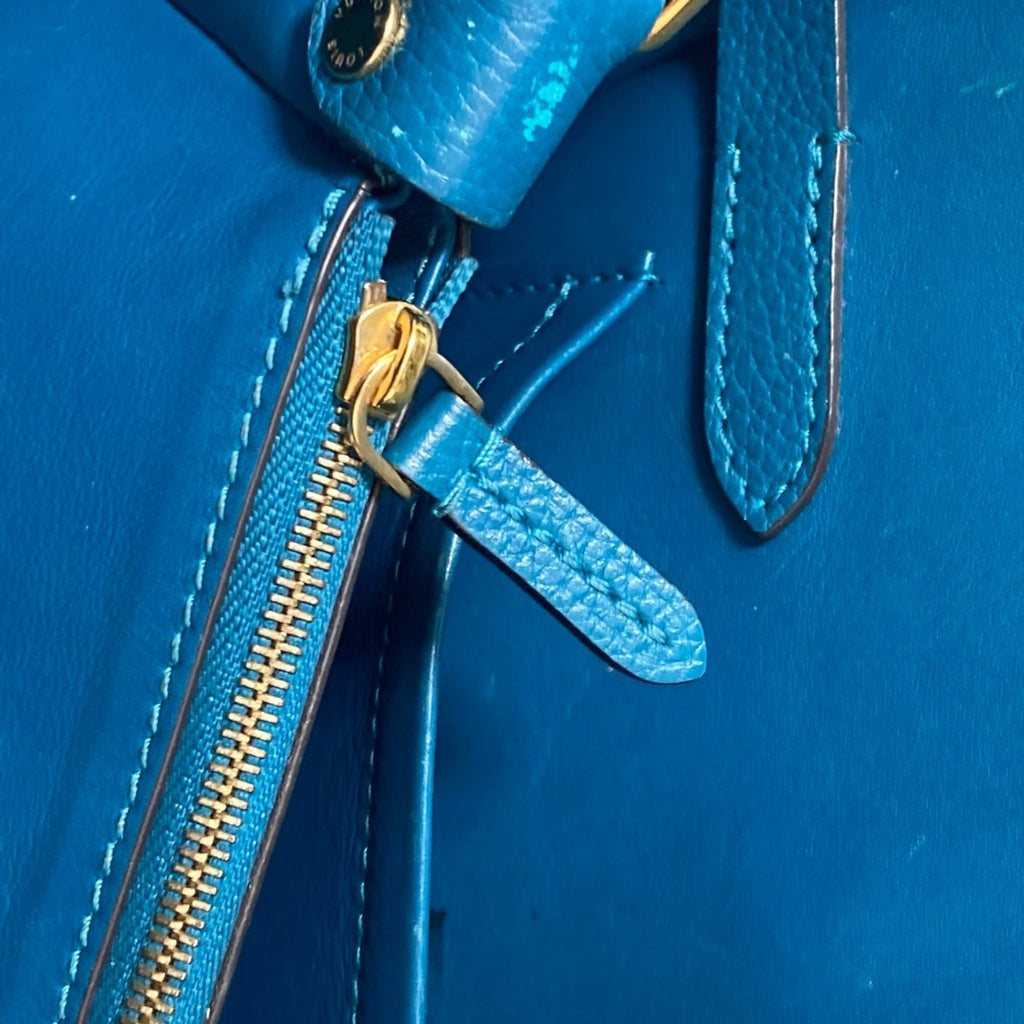 Louis Vuitton Blue Leather Handbag Shoulder Bag Tote Bag