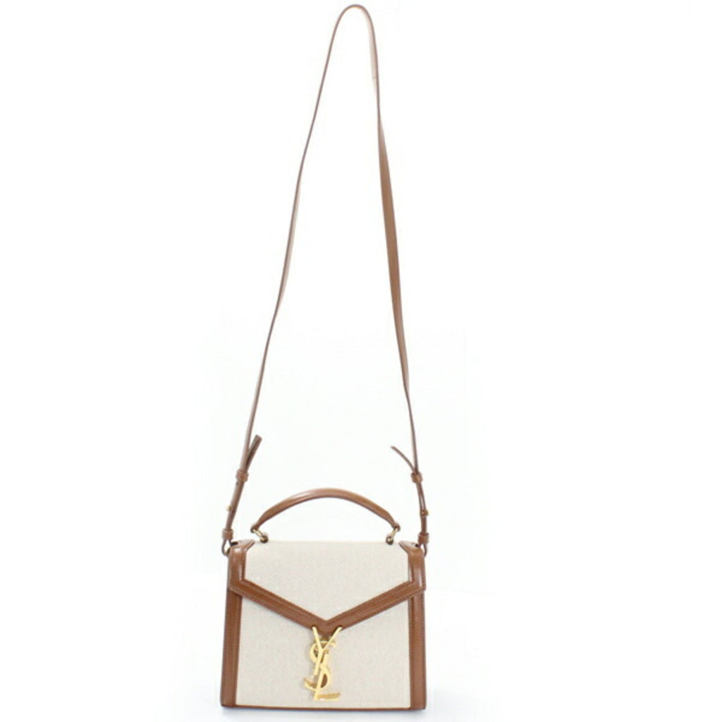 Saint Laurent Brown Canvas Leather Shoulder Bag (Pre-Owned)