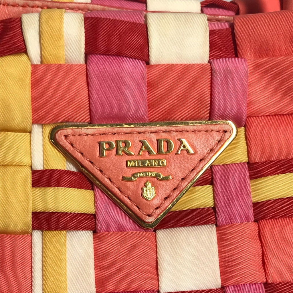 Prada Pink White Nylon Handbag Tote Bag