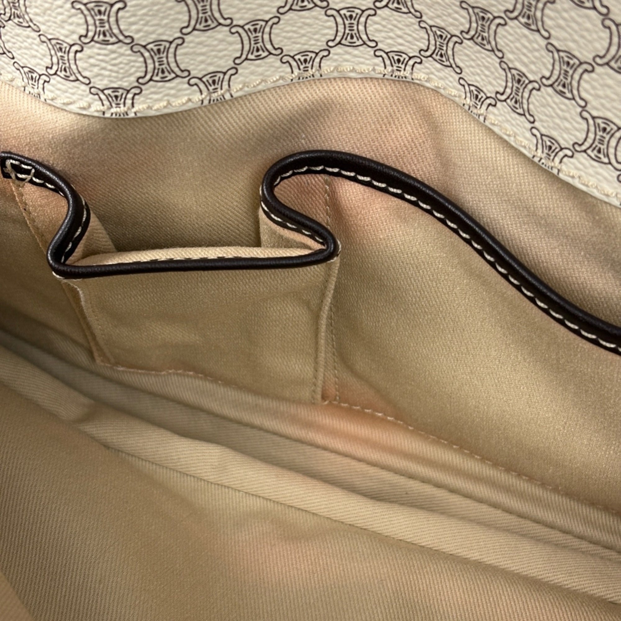Celine Macadam White Coated Canvas Leather Handbag