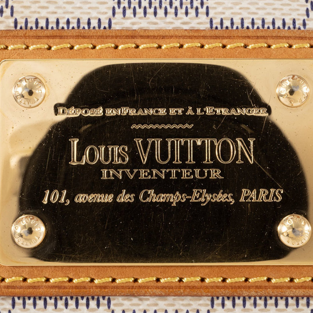 Louis Vuitton Beige Ivory White Canvas Damier Azur Handbag