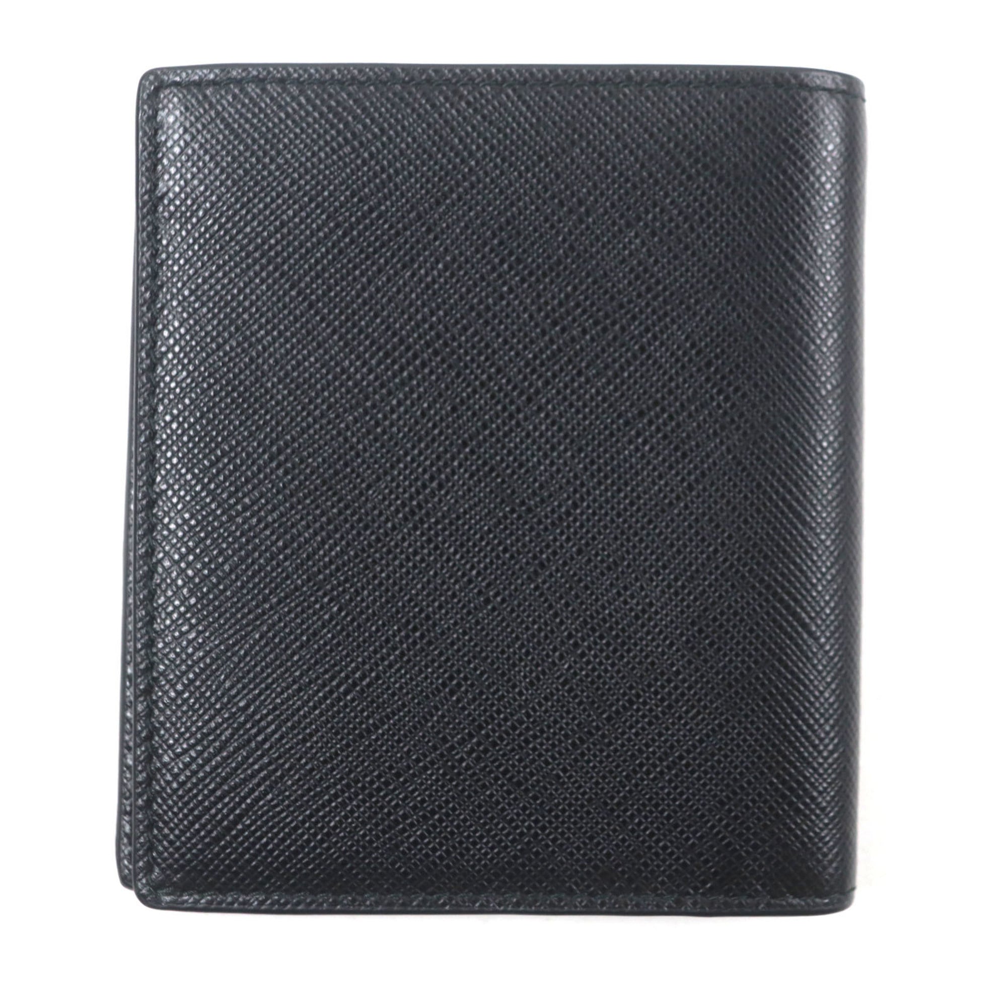Prada Black Green Saffiano Bill Wallet (Bi-Fold)