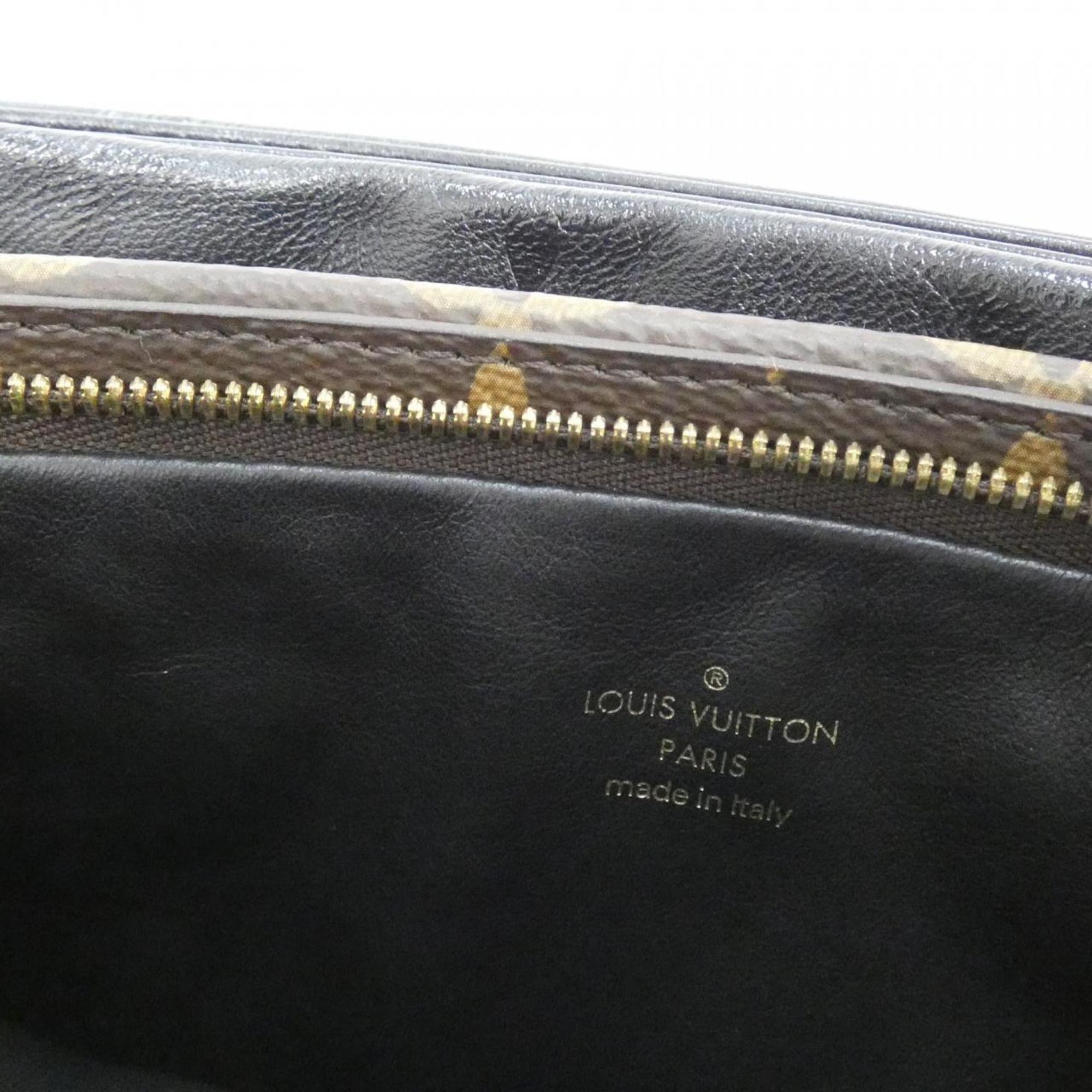 Louis Vuitton Monogram Black Marron Coated Canvas Leather Pochette Shoulder Bag