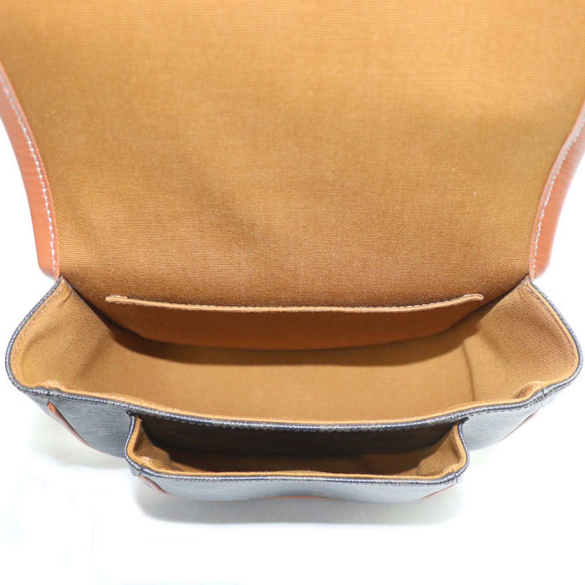 Celine Brown Canvas Leather Shoulder Bag