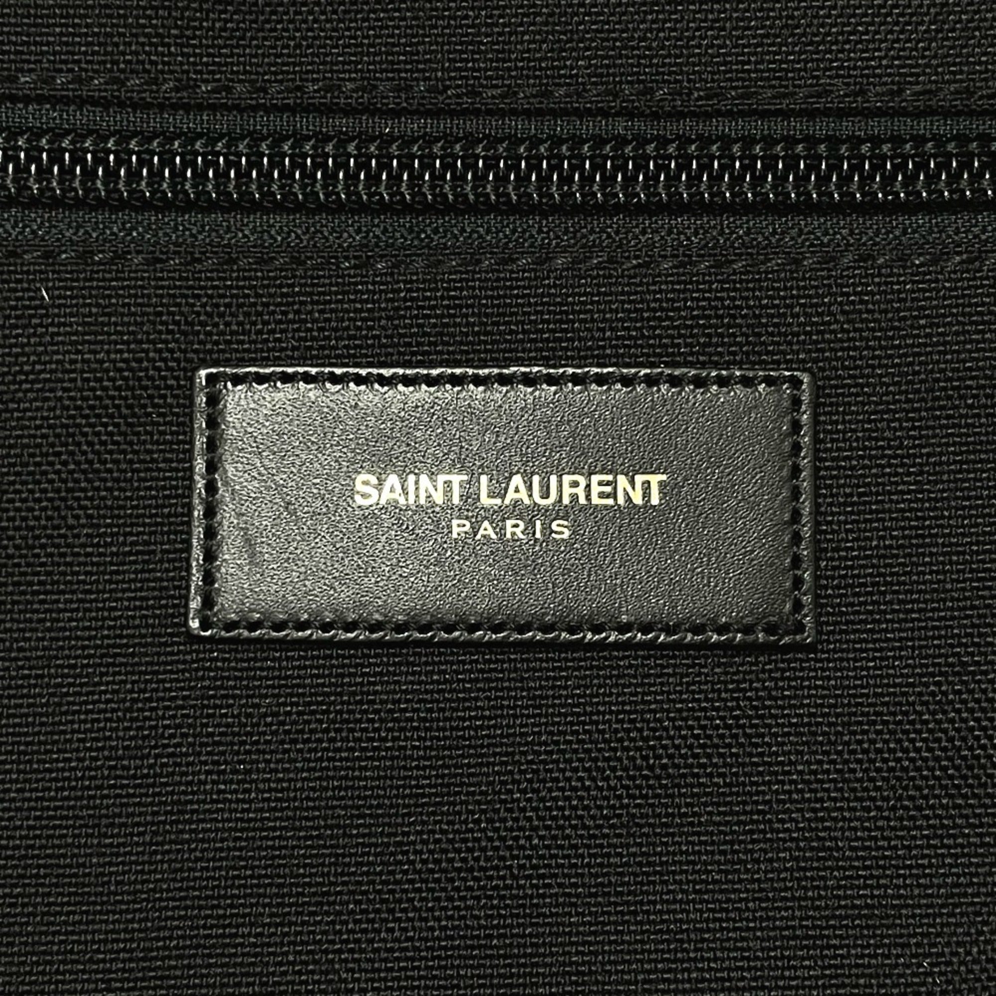 Saint Laurent Blue Red Color White Leather Canvas Backpack (Pre-Owned)