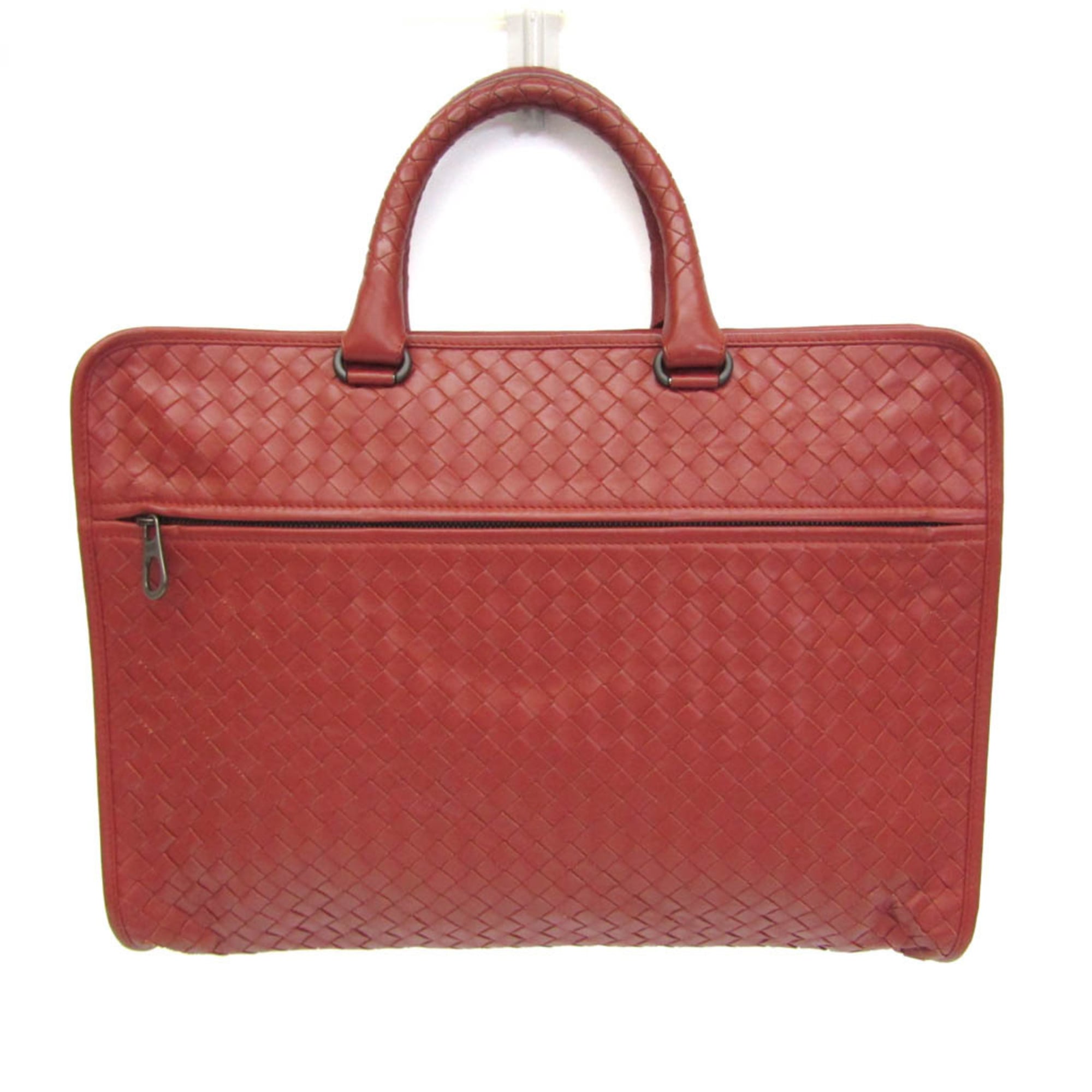 Bottega Veneta Soft Slim Briefcase Intrecciato Nappa Red Leather Briefcase Bag
