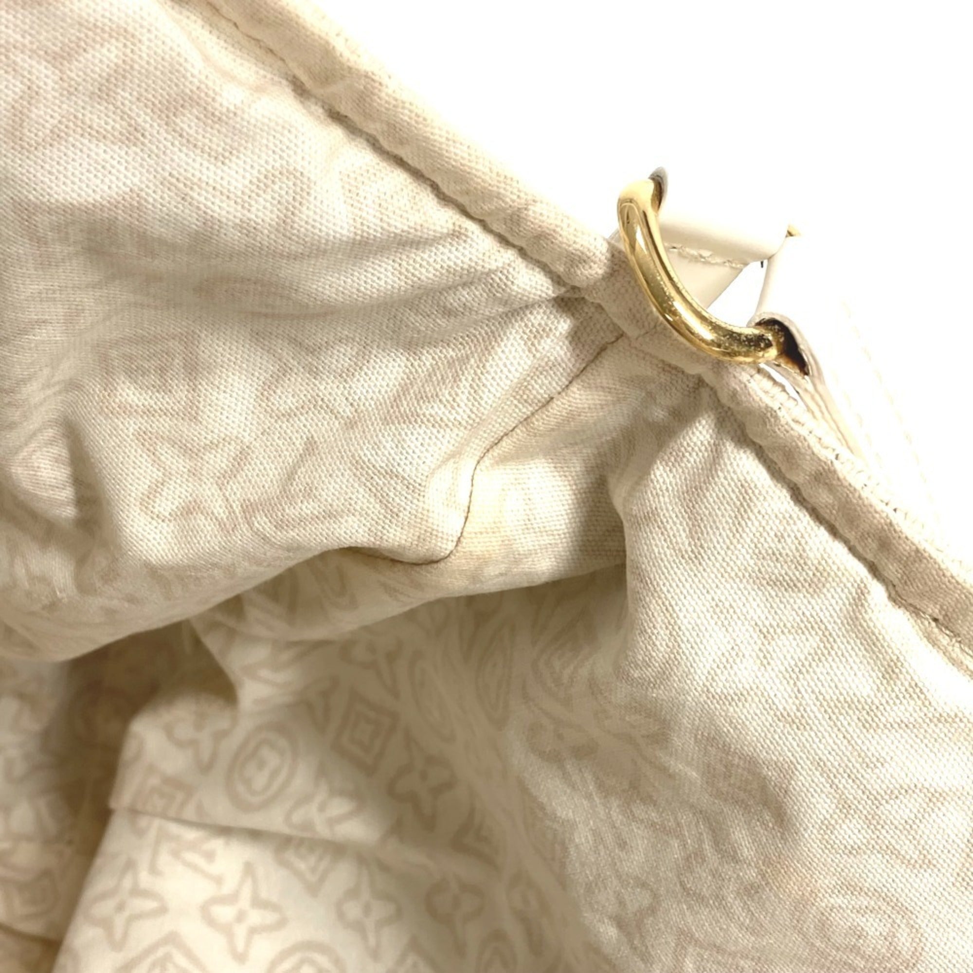 Louis Vuitton Beige Leather Canvas Shoulder Bag Tote Bag