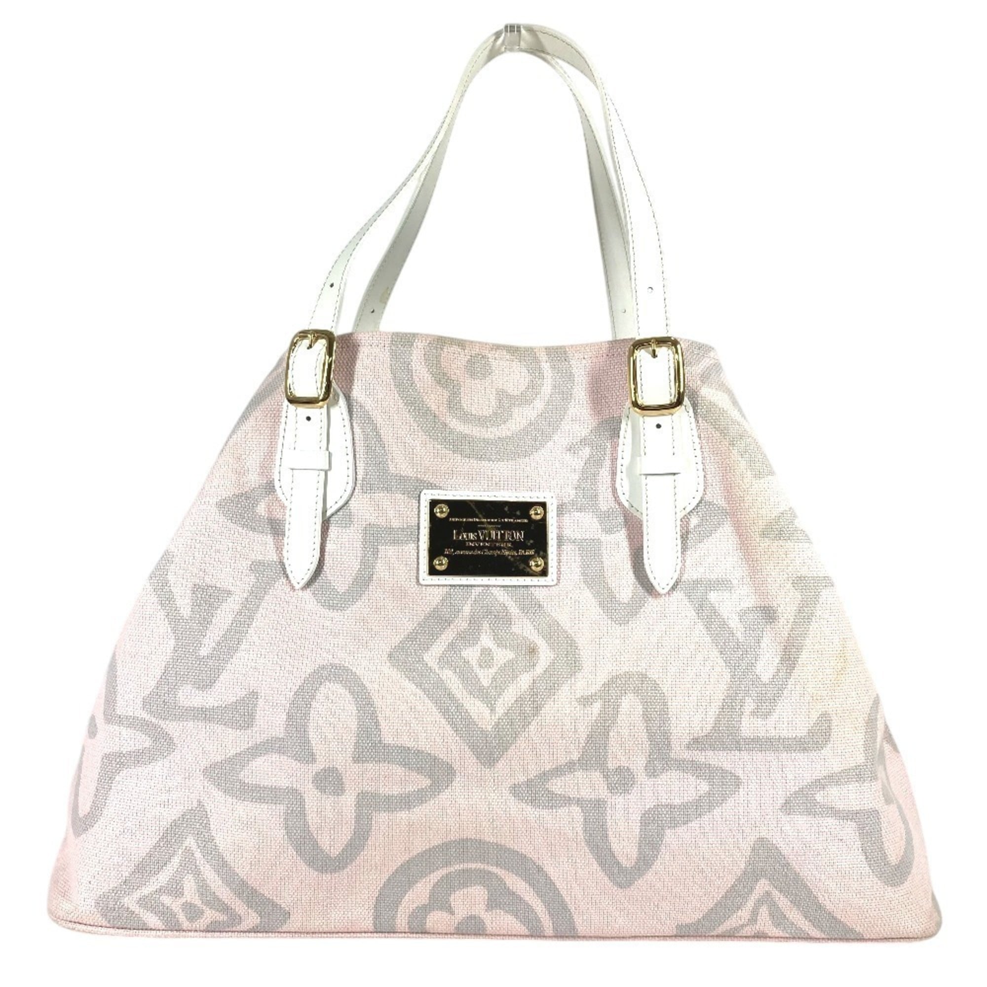 Louis Vuitton Pink Canvas Leather Boston Bag Shoulder Bag Tote Bag