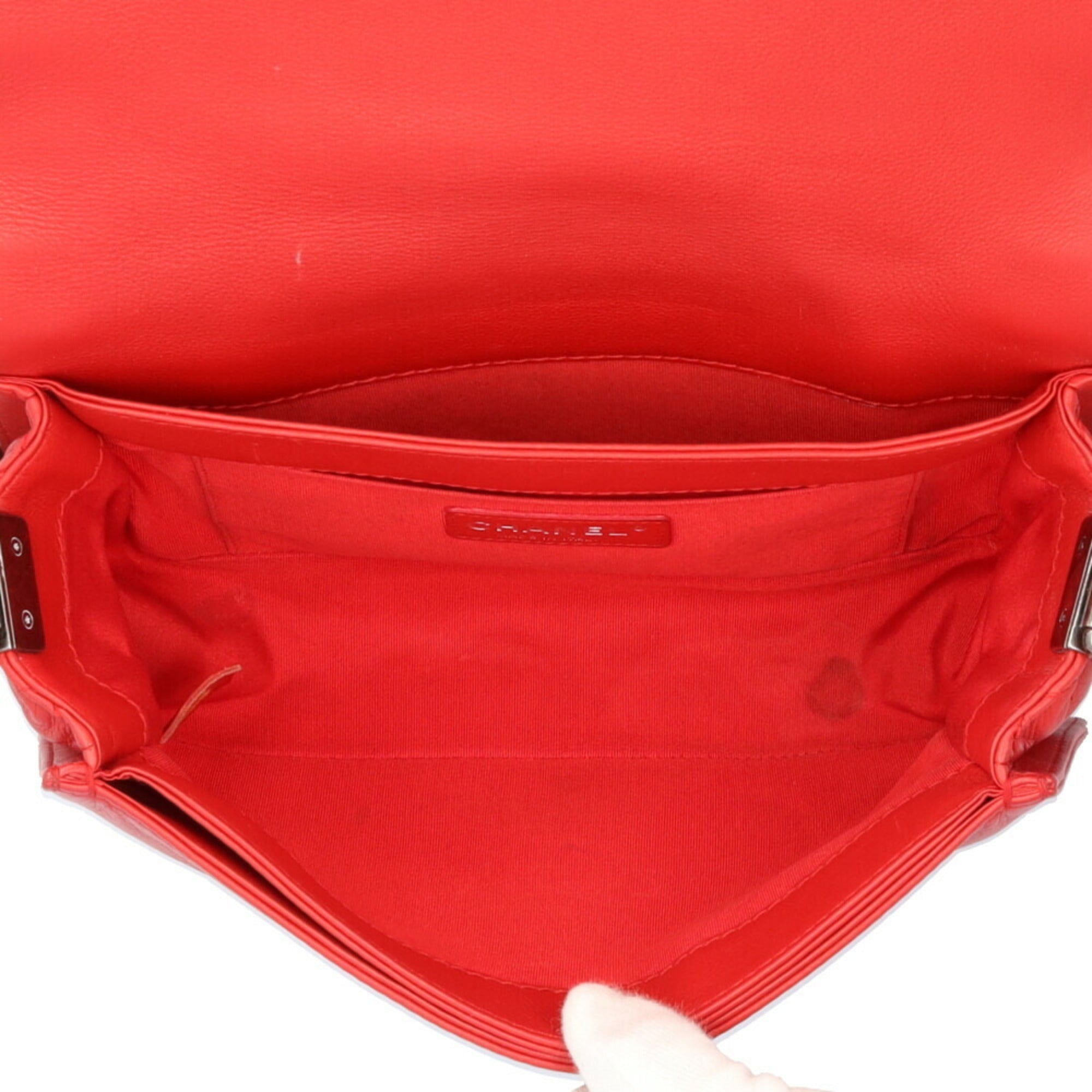 Chanel Boy Chanel Red Color Leather Shoulder Bag