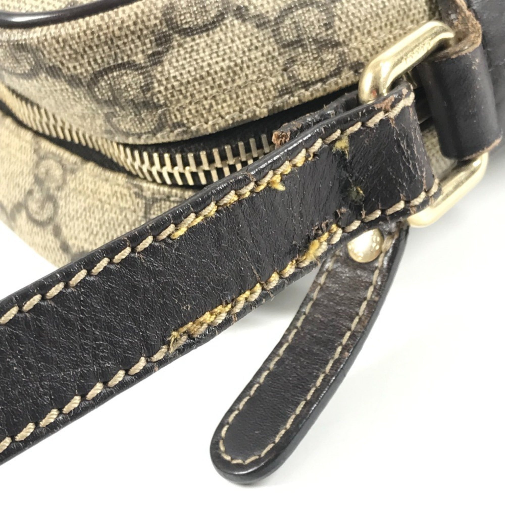 Gucci Beige Dark Brown Gg Supreme Canvas Leather Pochette Shoulder Bag (Pre-Owned)