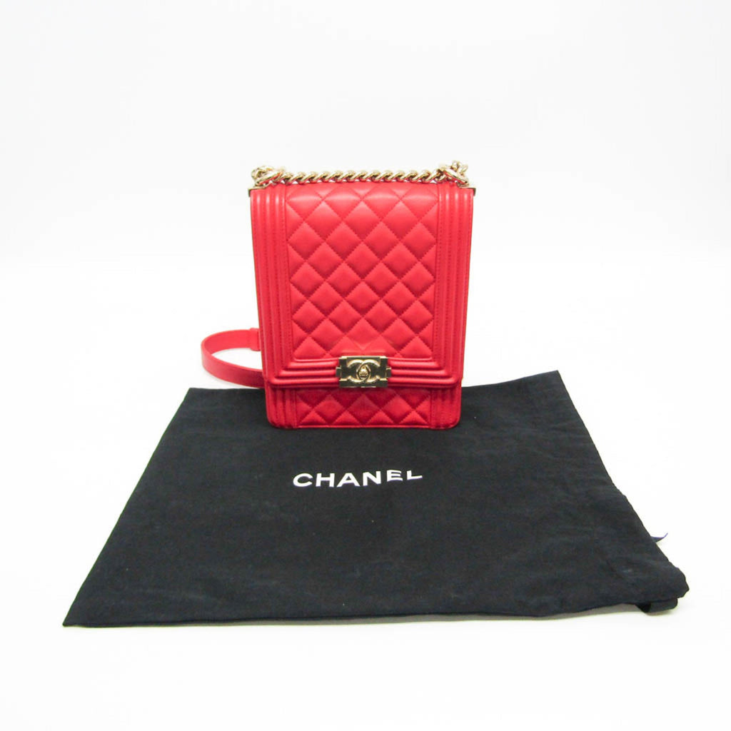 Chanel Boy Chanel Red Color Leather Shoulder Bag
