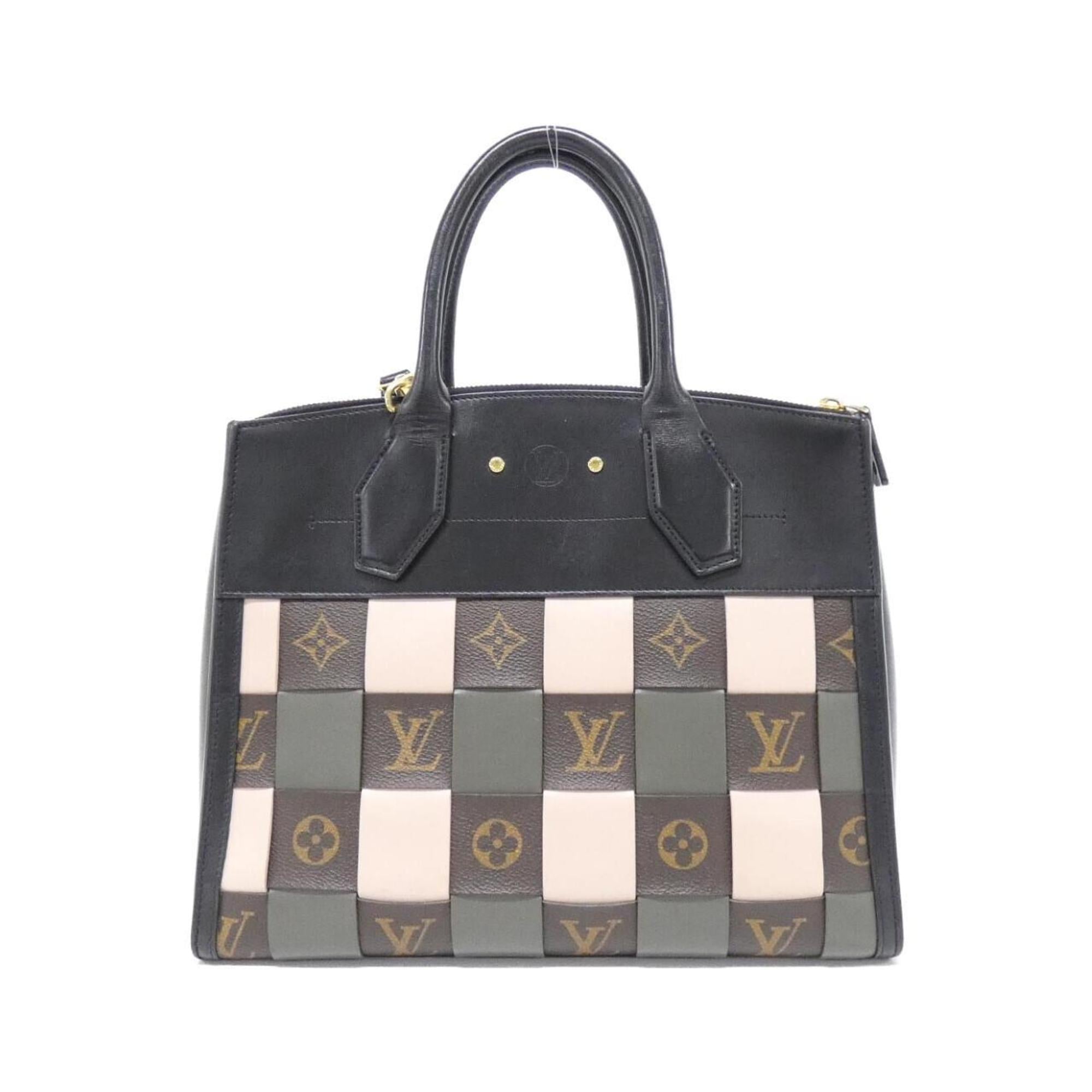 Louis Vuitton Black Coated Canvas Leather Handbag
