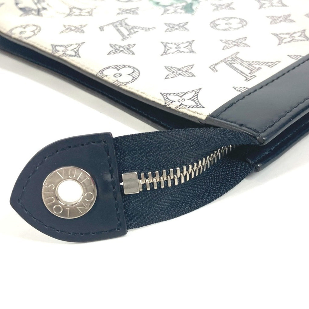 Louis Vuitton Navy White Leather Clutch Bag Pochette Pouch