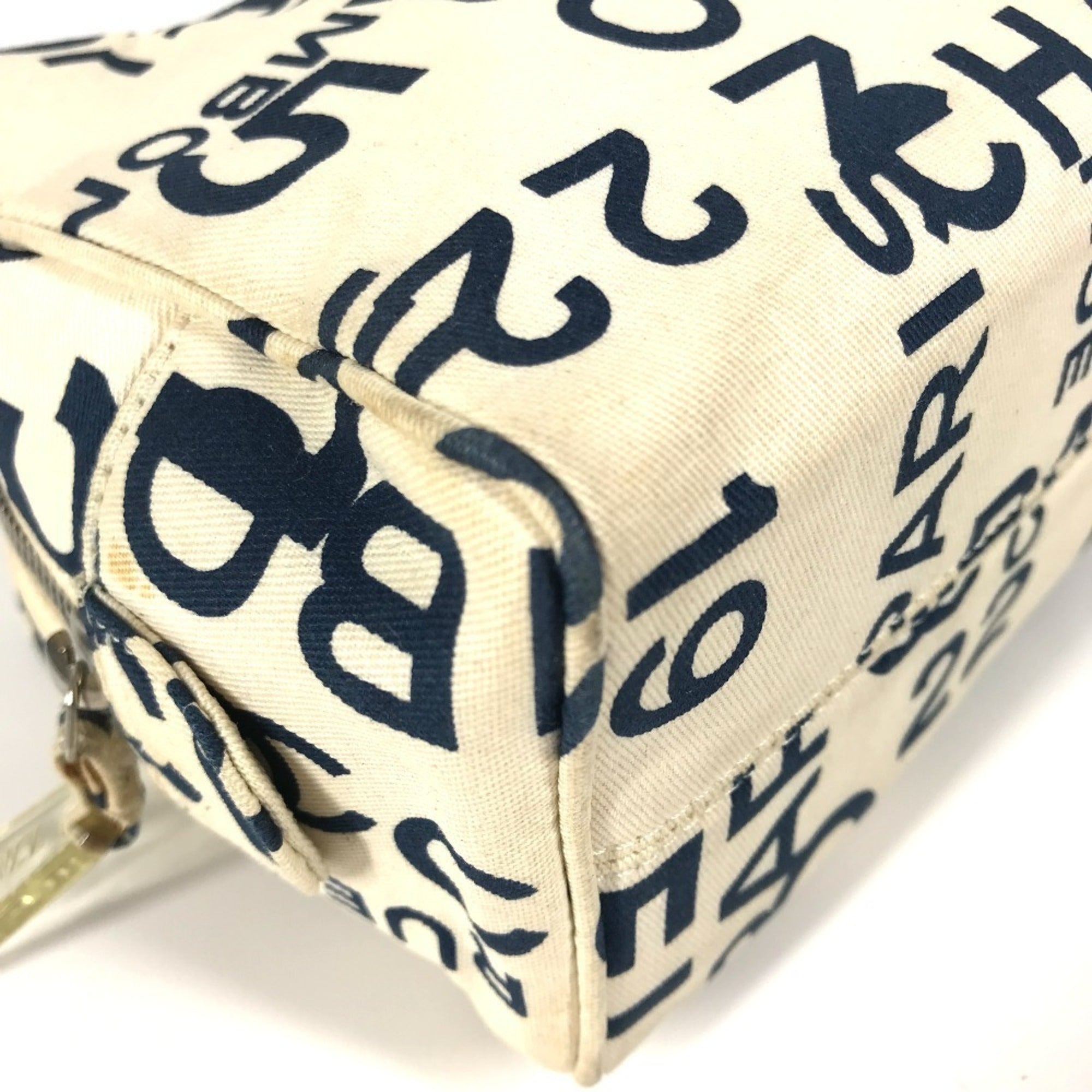 Chanel Navy White Canvas Clutch Bag