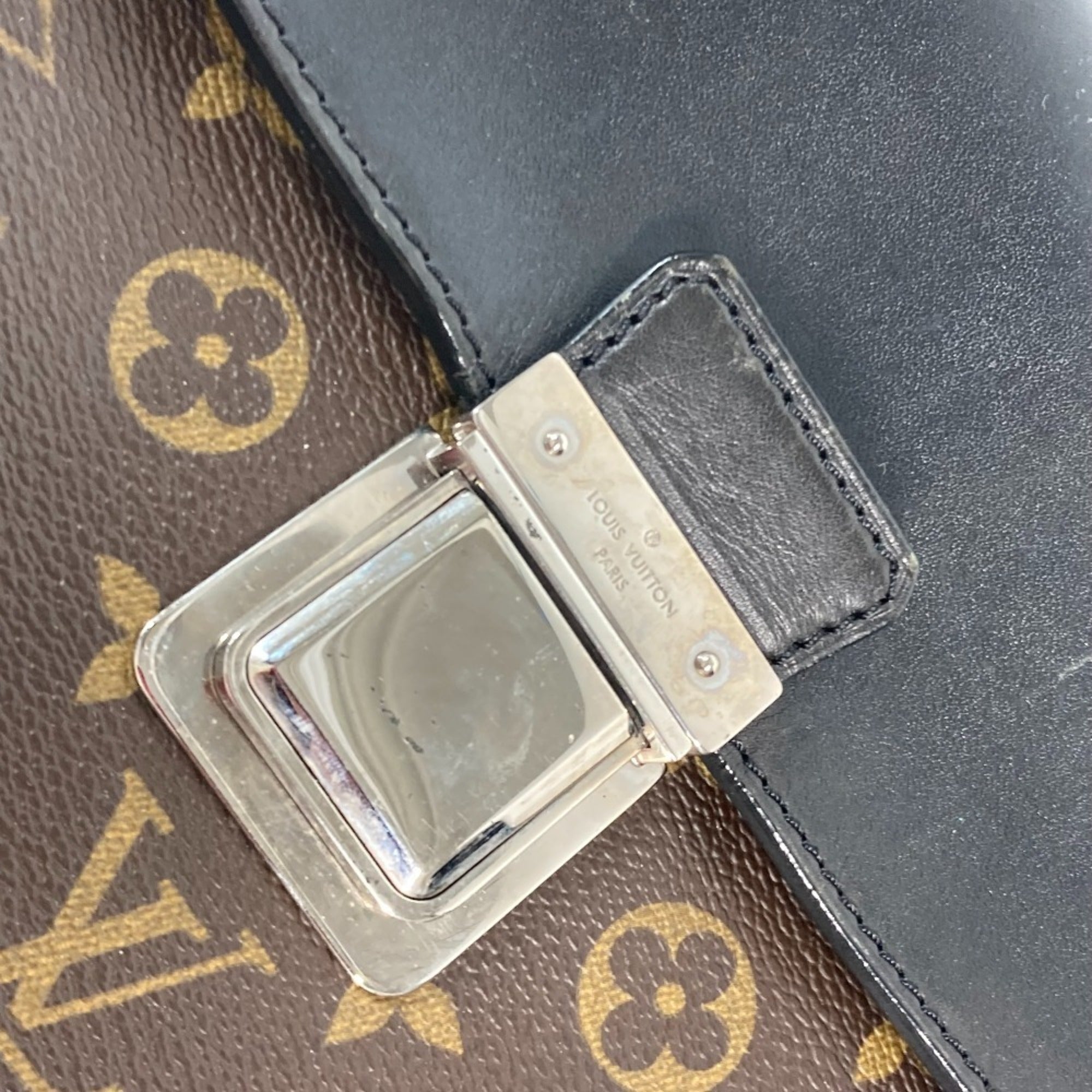 Louis Vuitton Black Brown Galle Monogram Leather Handbag