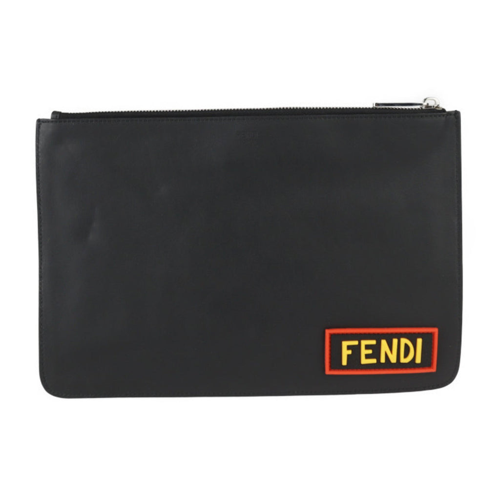 Fendi Black Multi-Color Leather Clutch Bag Handbag Pouch