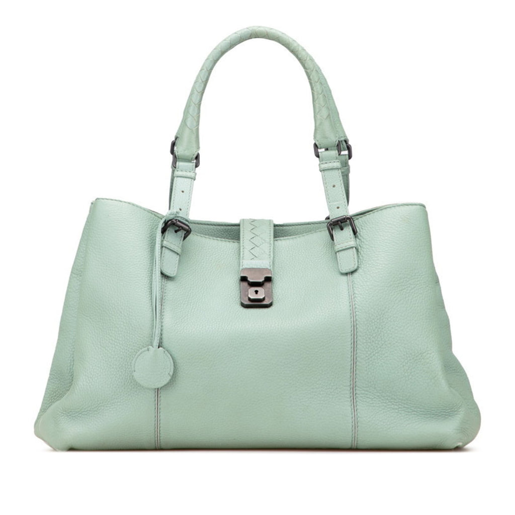 Bottega Veneta Intrecciato Green Leather Handbag