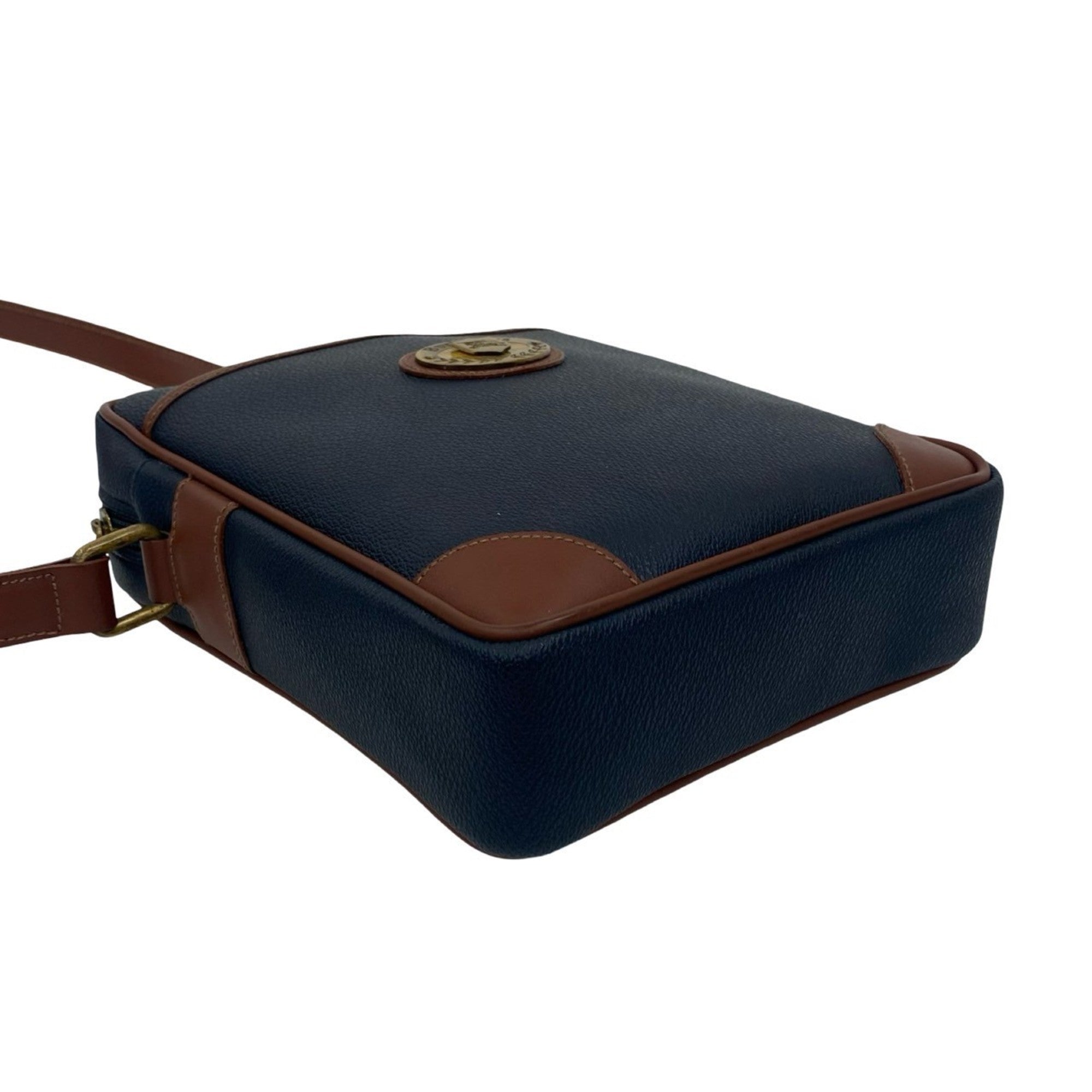 Burberry Brown Navy Leather Pvc Pochette Shoulder Bag