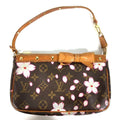 Louis Vuitton Brown Pink Monogram Cherry Blossom Handbag Pouch Shoulder Bag