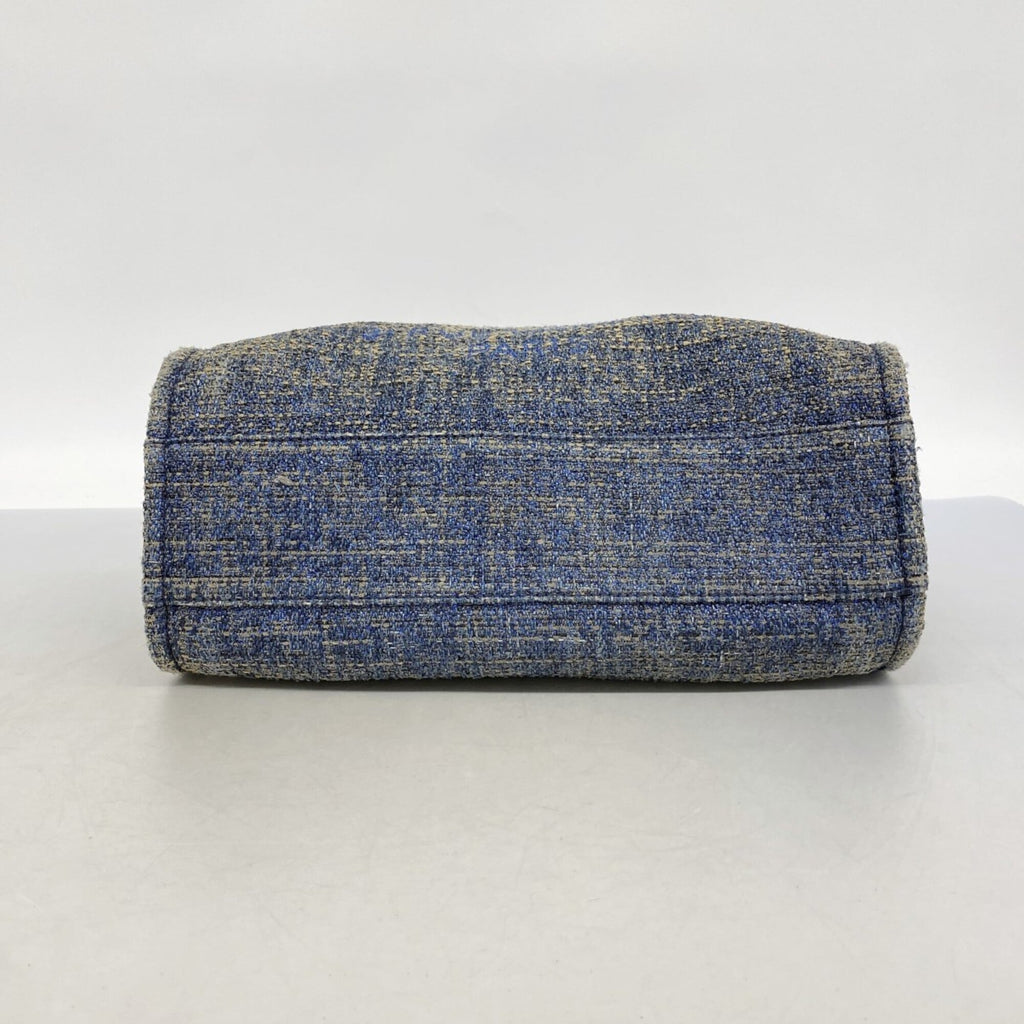Chanel Beige Navy Tweed Tote Bag
