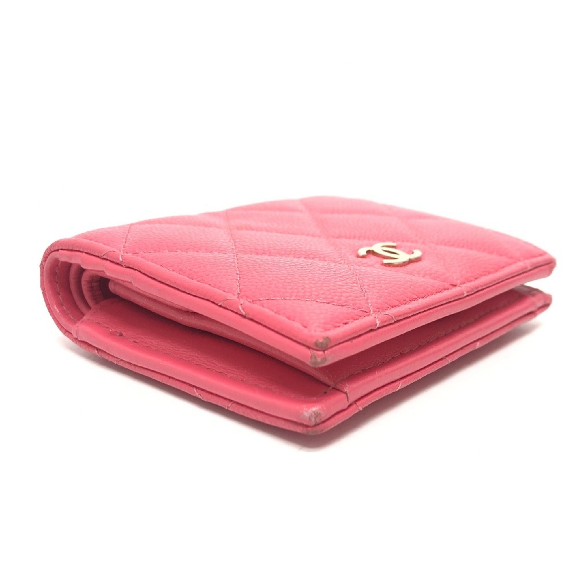 Chanel Pink Grained Calfskin Wallet (Bi-Fold)
