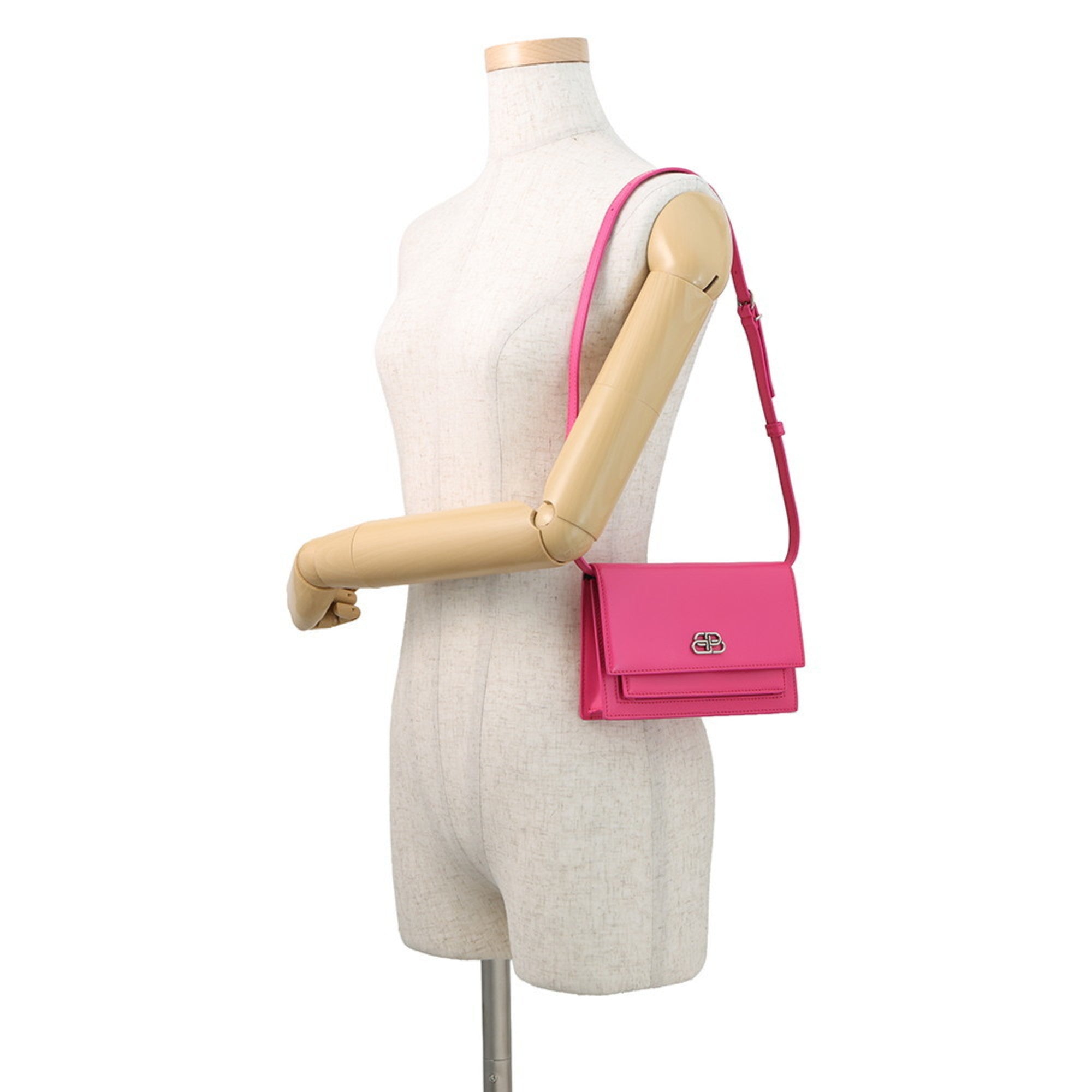 Balenciaga Pink Leather Handbag Pouch Shoulder