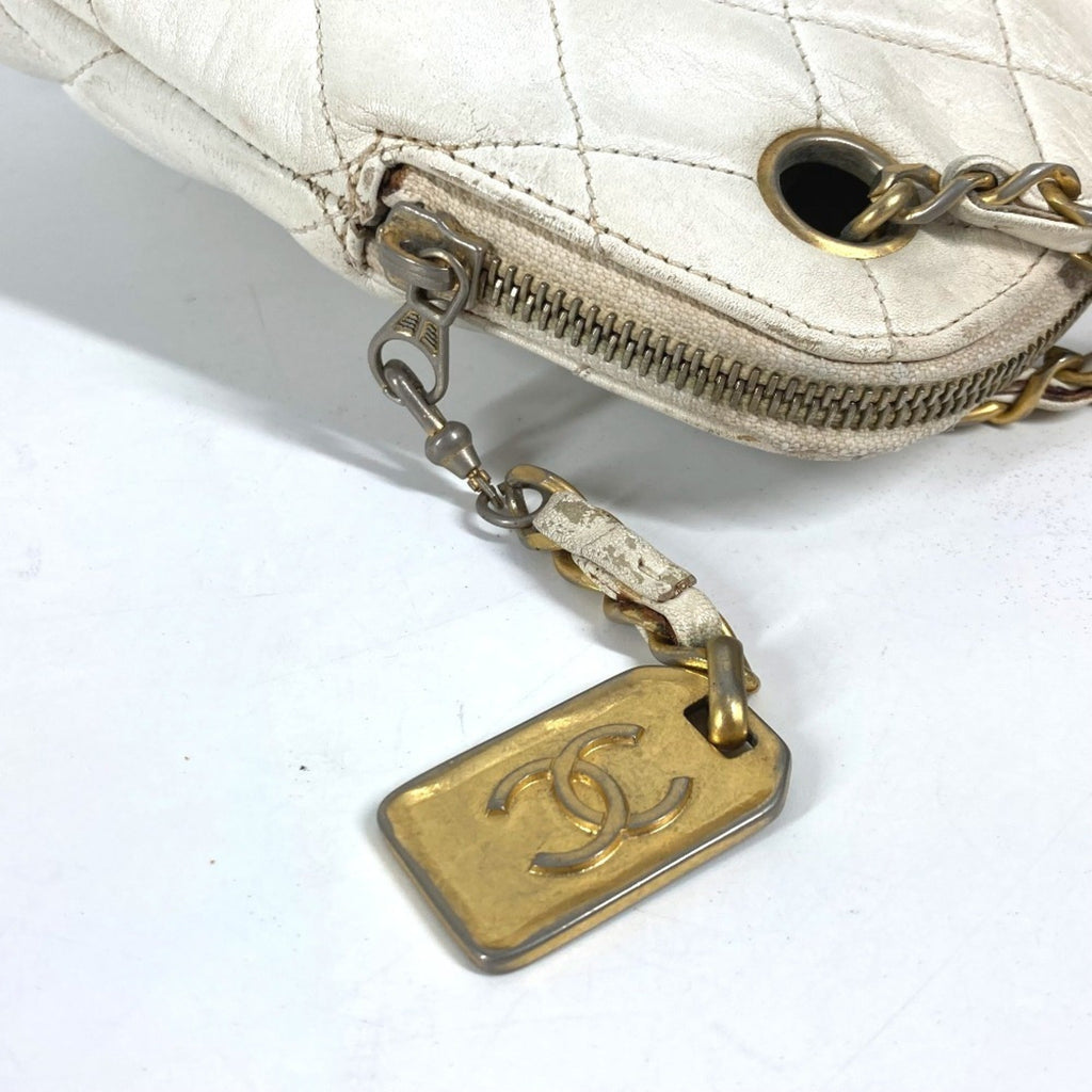 Chanel White Leather Shoulder Bag