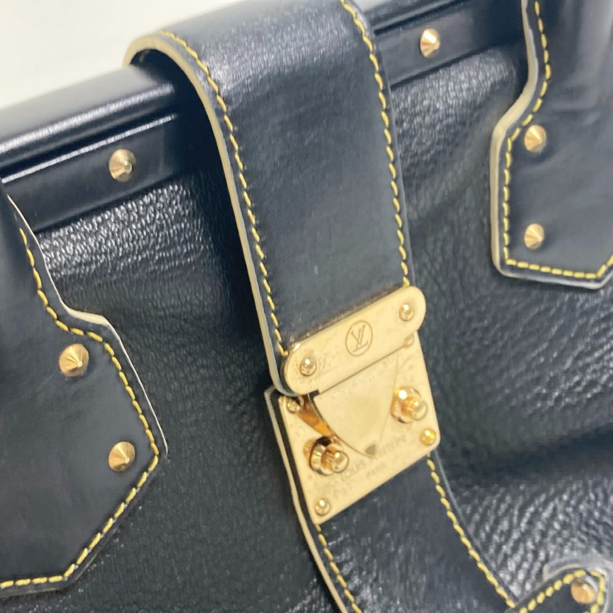 Louis Vuitton Black Noir Suhali Leather Handbag