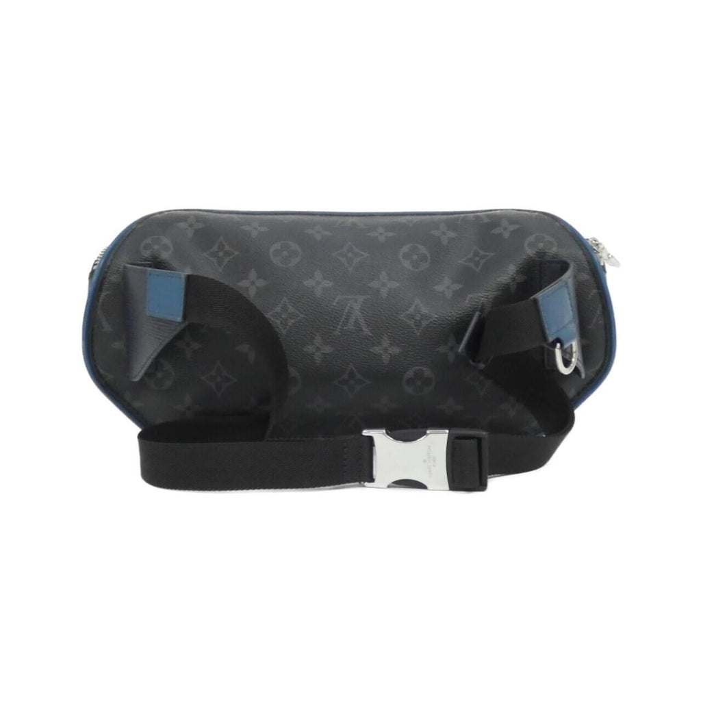 Louis Vuitton Black Blue Leather Coated Canvas Shoulder Bag