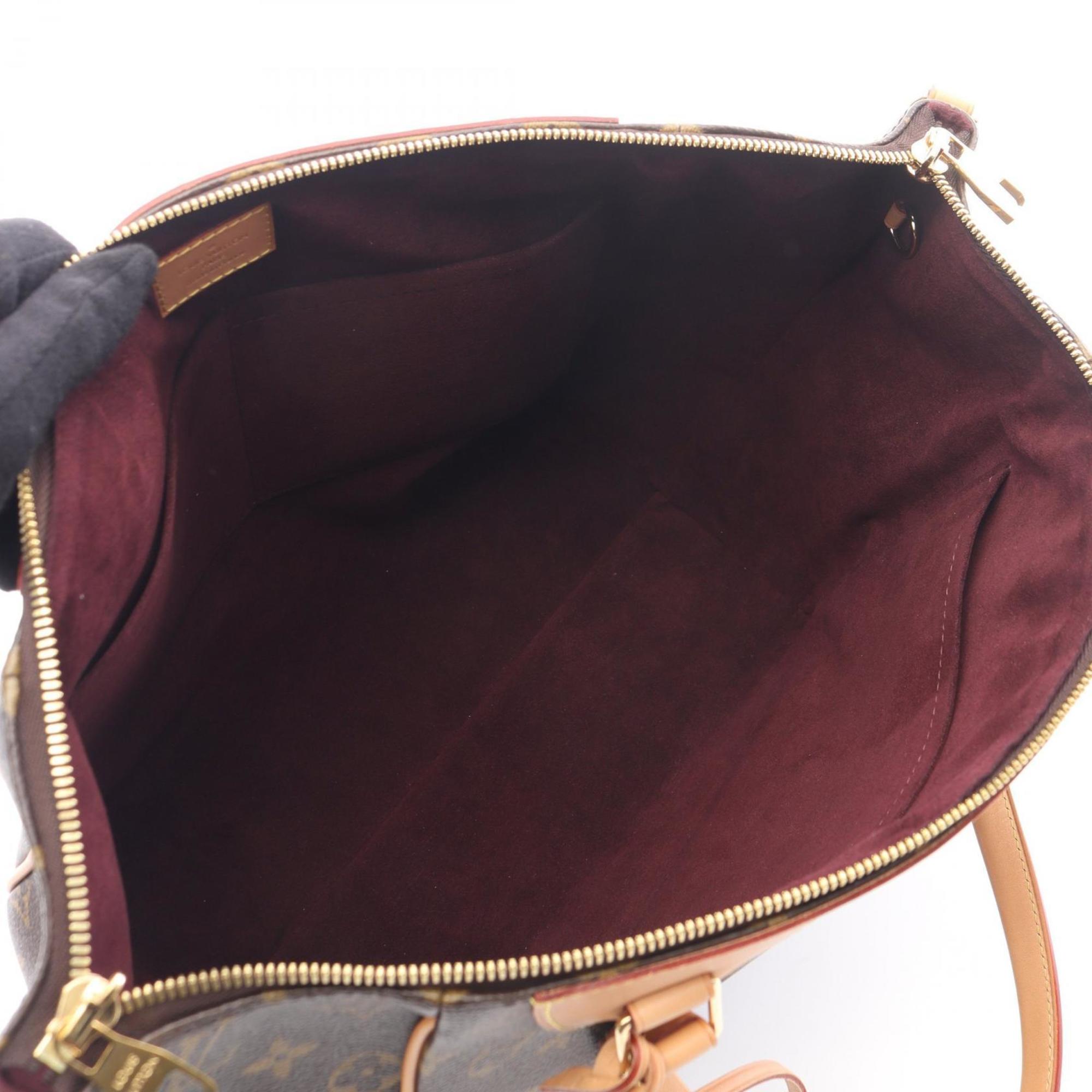 Louis Vuitton Brown Monogram Coated Canvas Leather Handbag Tote Bag