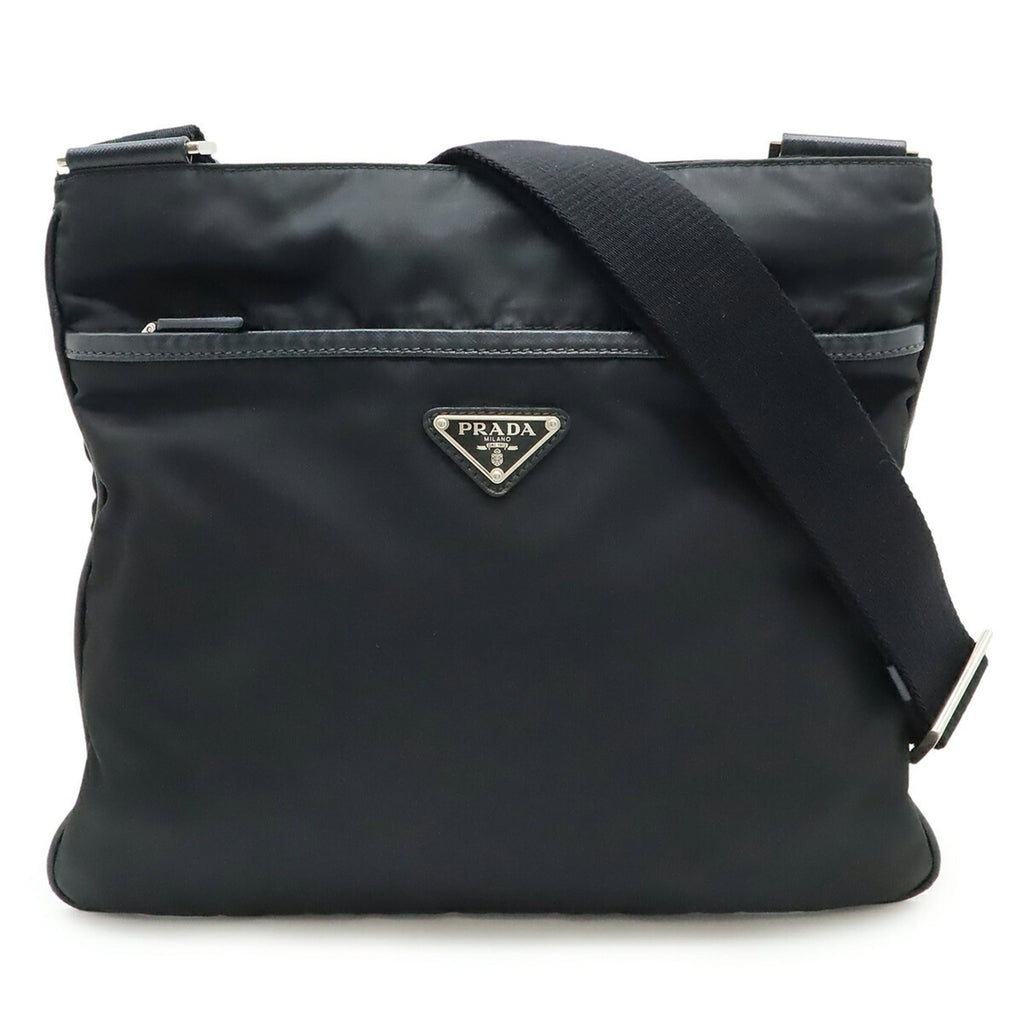 Prada Black Nero Nylon Leather Shoulder Bag