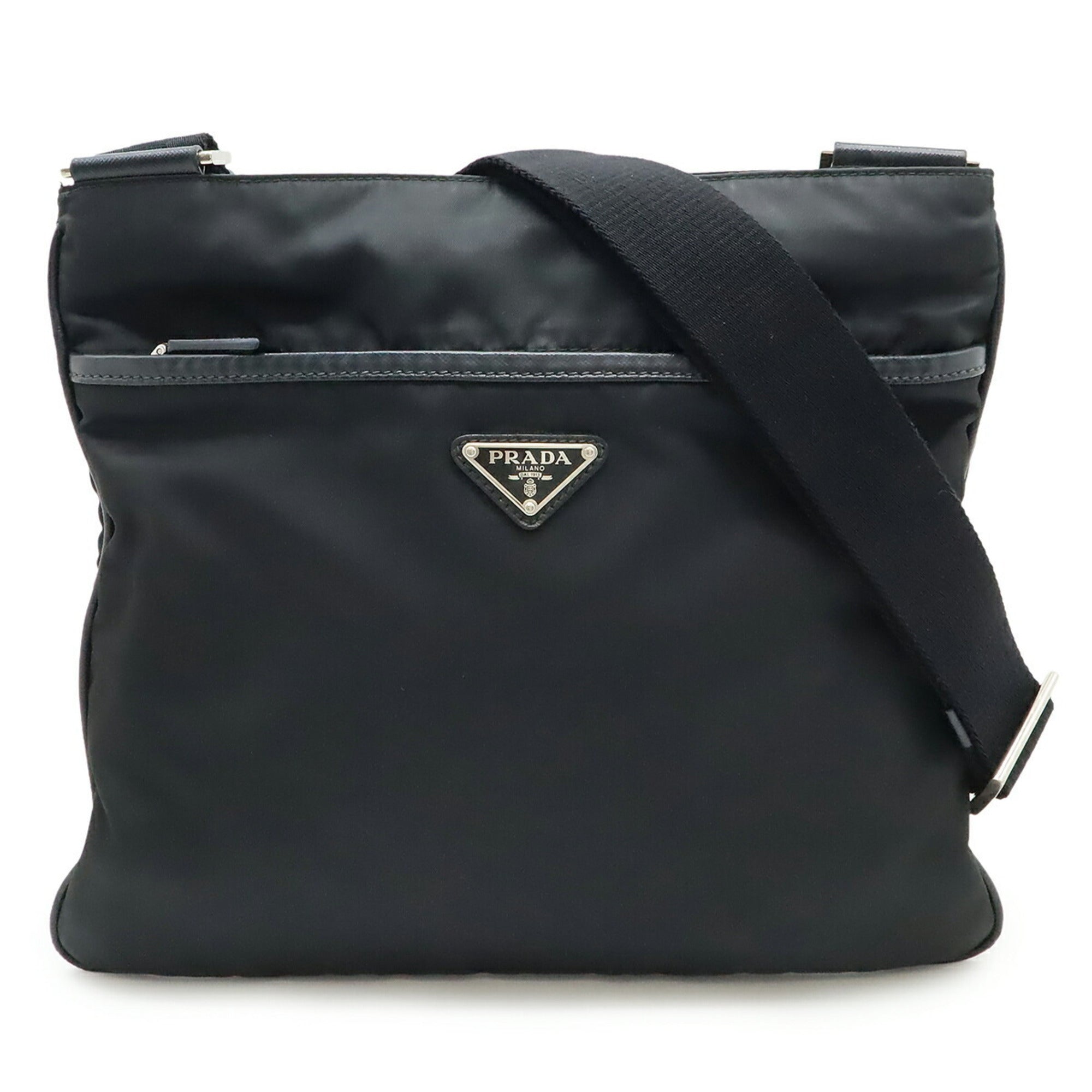 Prada Black Nero Nylon Leather Shoulder Bag