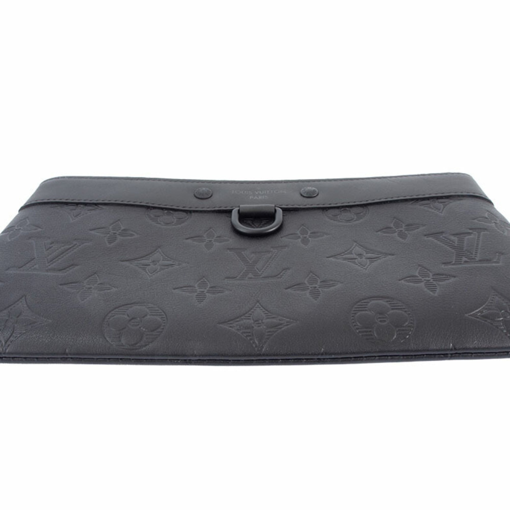 Louis Vuitton Black Monogram Shadow Clutch Bag Pochette