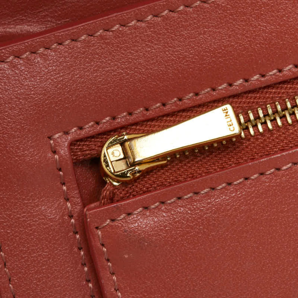 Celine Gray Pink Leather Long Wallet (Bi-Fold)