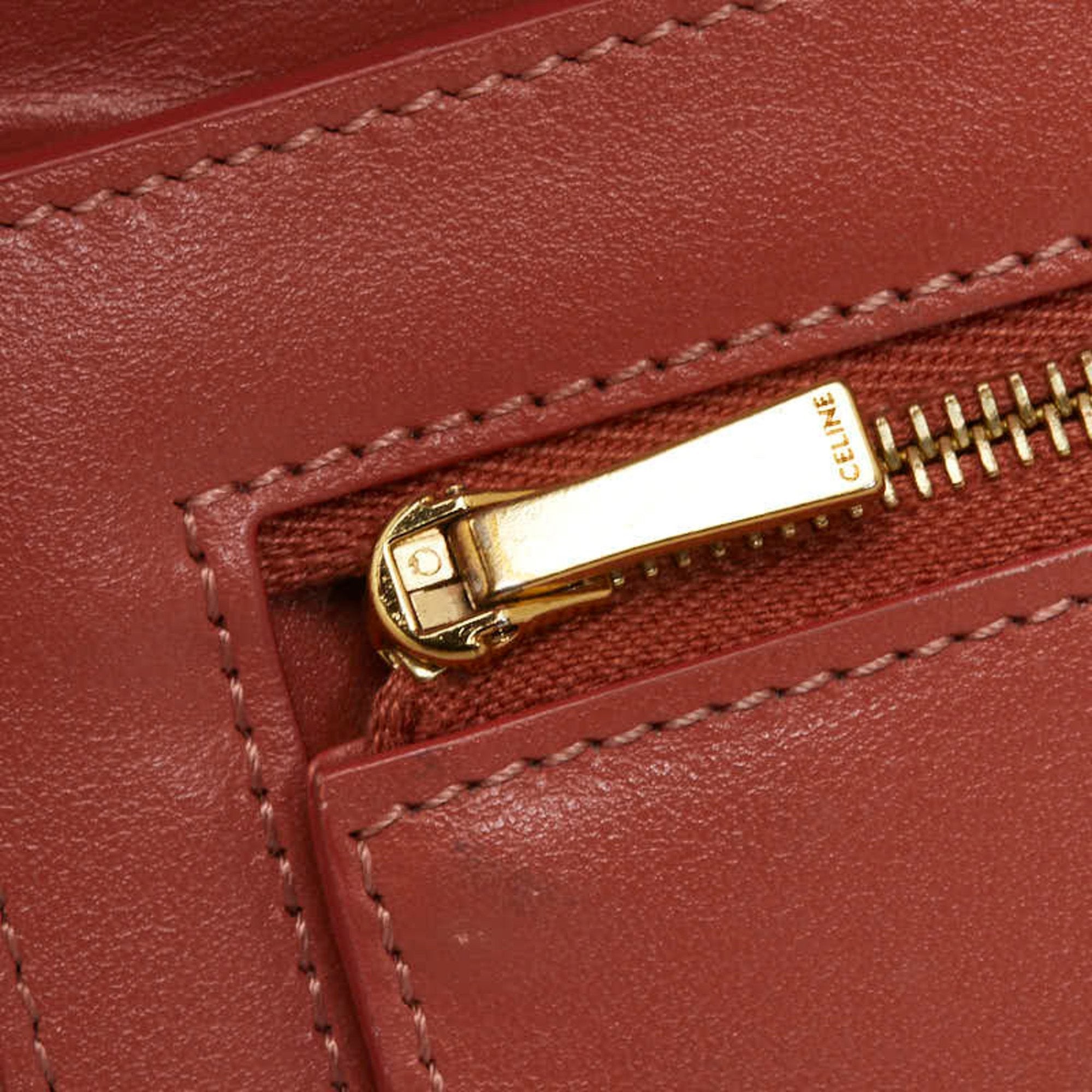 Celine Gray Pink Leather Long Wallet (Bi-Fold)