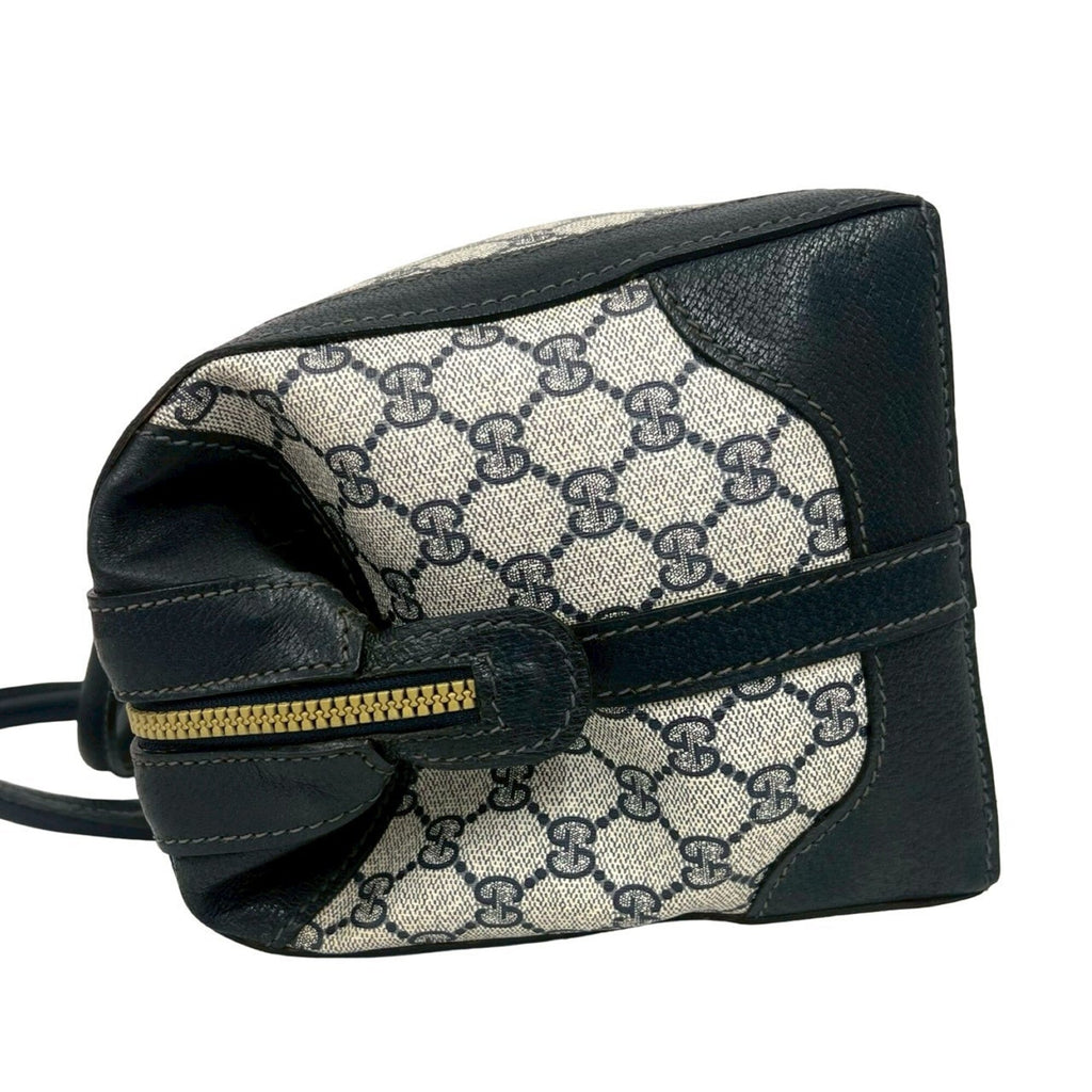 Gucci Navy Pvc Leather Boston Bag Handbag Tote Bag (Pre-Owned)
