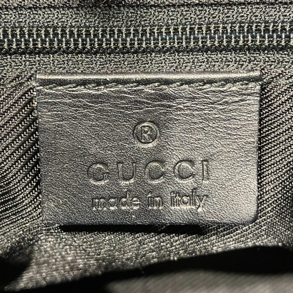 Gucci Beige Black Canvas Leather Shoulder Bag (Pre-Owned)