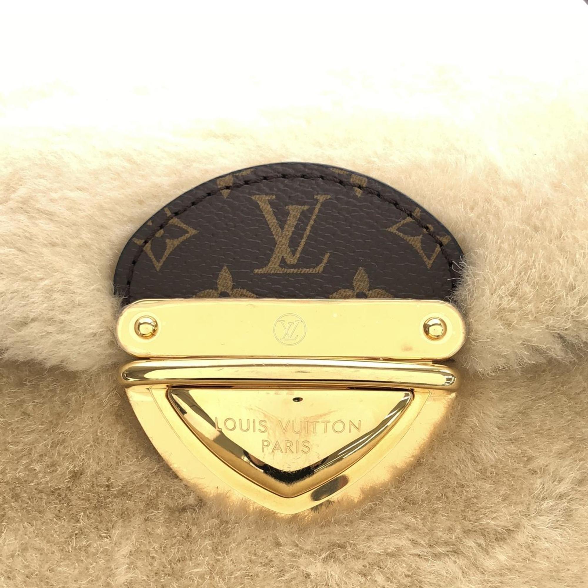 Louis Vuitton Beige Cream Coated Canvas Shoulder Bag
