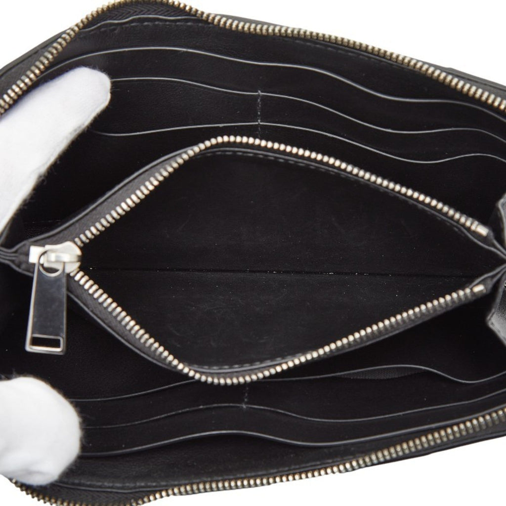 Bottega Veneta Black Intrecciato Leather Long Wallet (Bi-Fold)