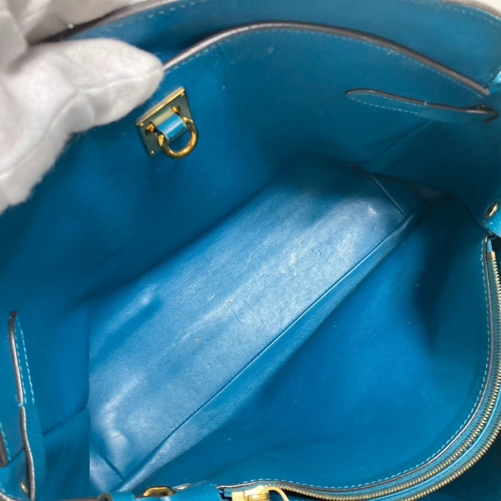 Louis Vuitton Blue Leather Handbag Shoulder Bag Tote Bag