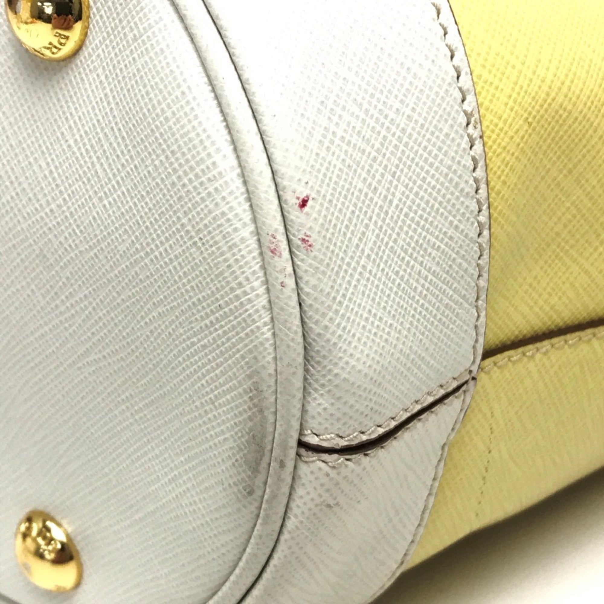 Prada Off-White Yellow Saffiano Shoulder Bag