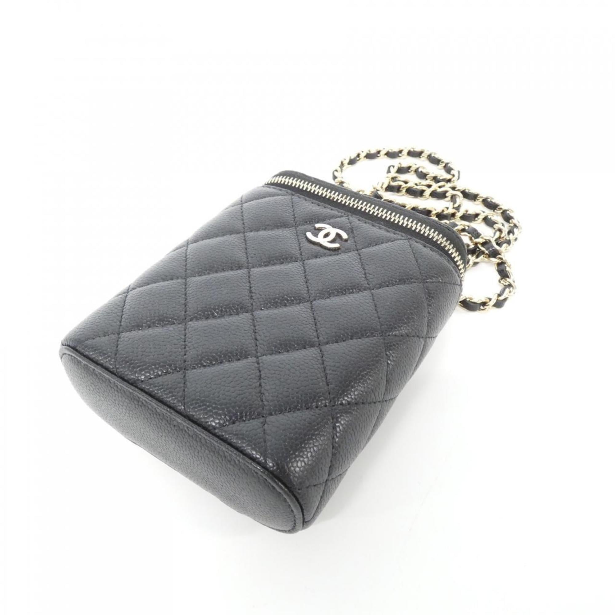Chanel Black Grained Calfskin Shoulder Bag
