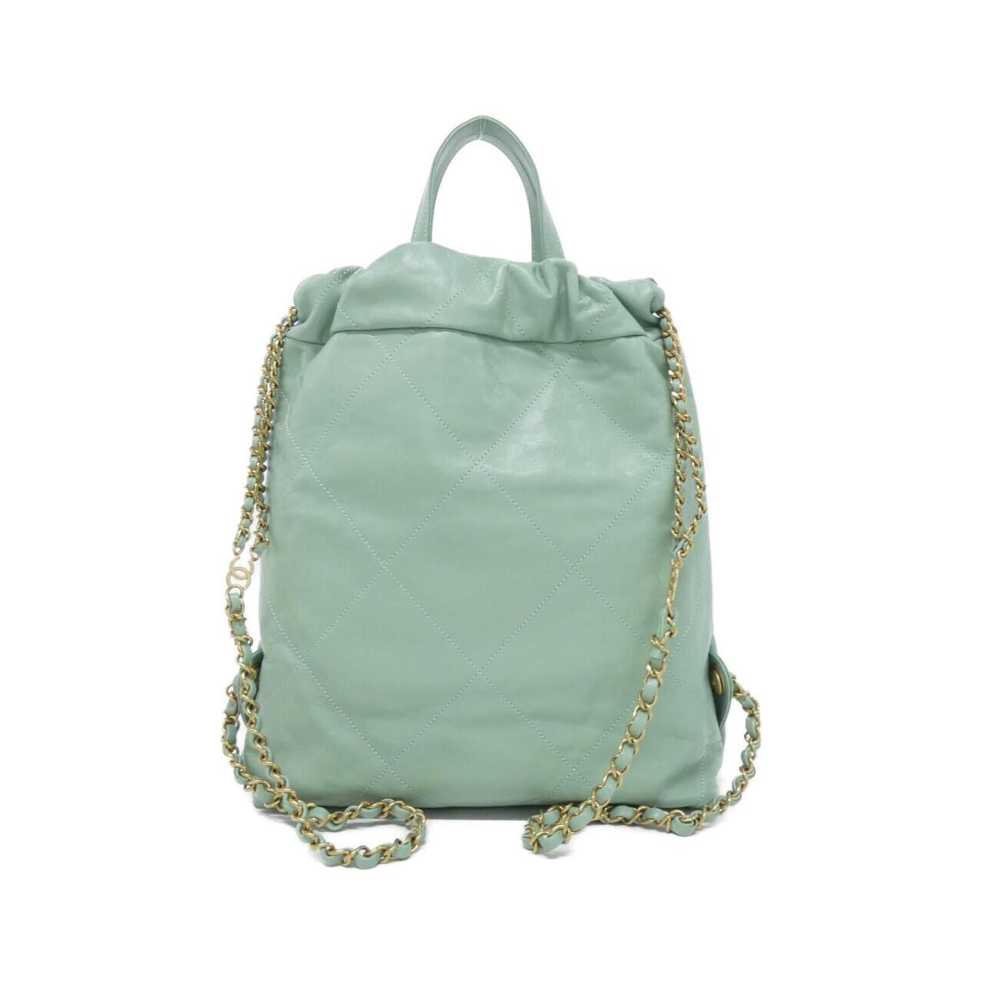 Chanel Light Green Leather Backpack