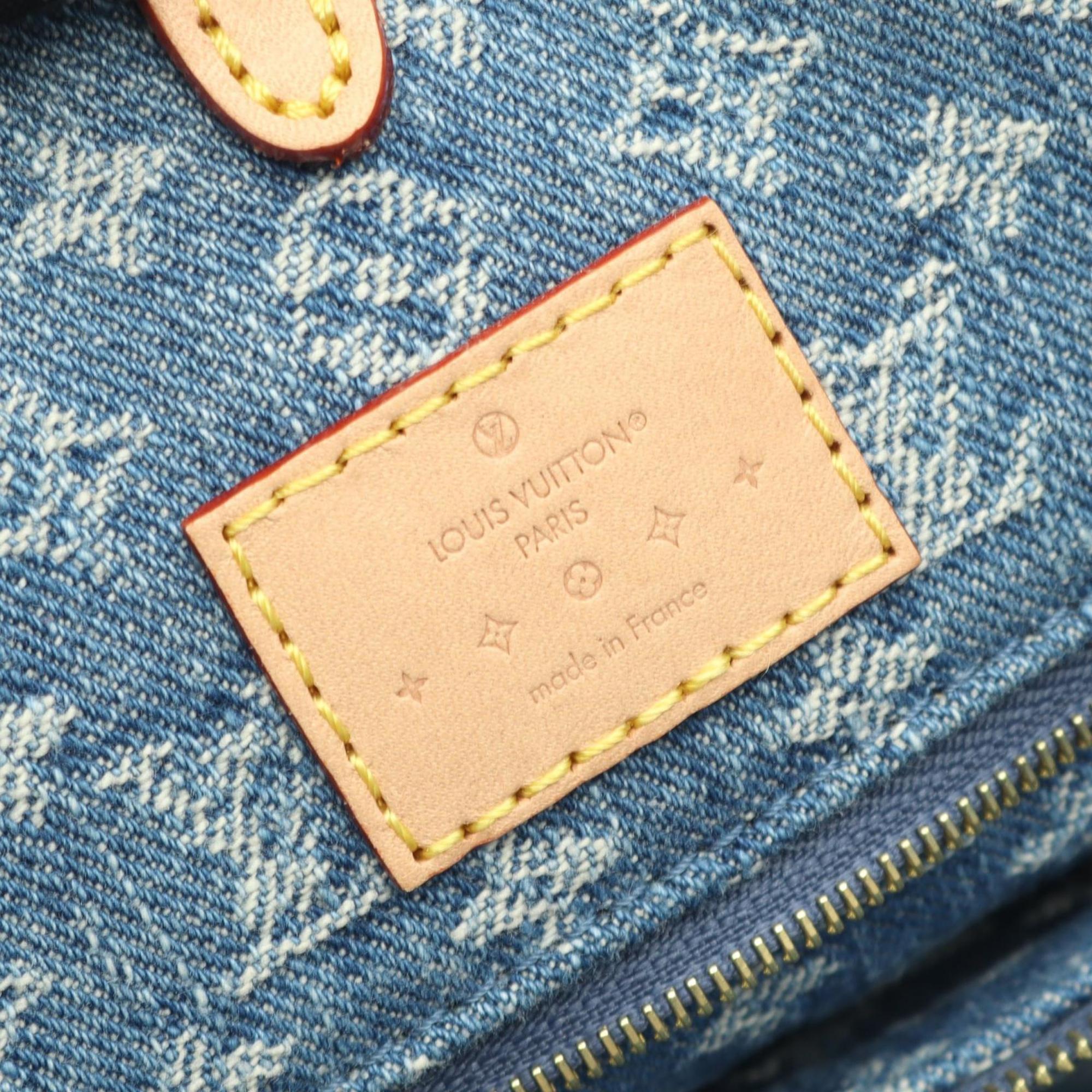 Louis Vuitton Blue Monogram Denim Denim Leather Tote Bag