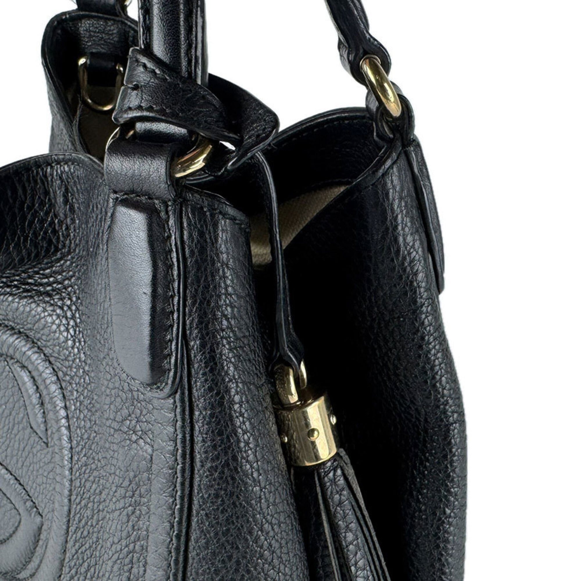 Gucci Black Leather Handbag Shoulder Bag (Pre-Owned)