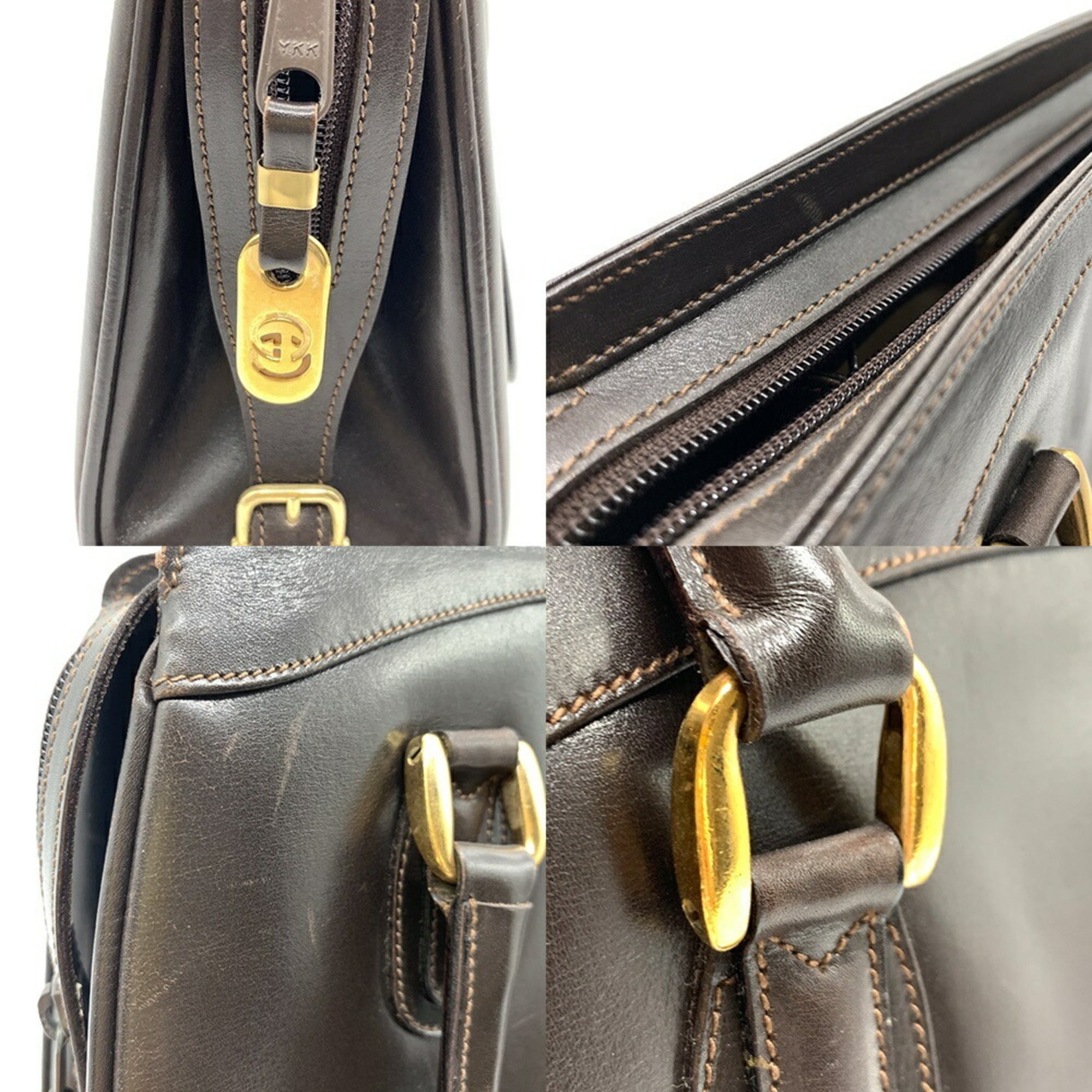 Gucci Dark Brown Leather Handbag (Pre-Owned)