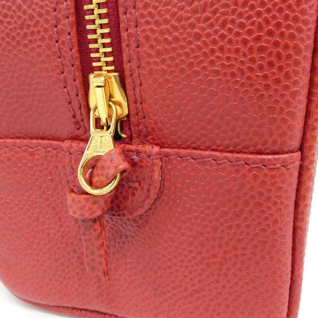 Chanel Red Color Grained Calfskin Pouch
